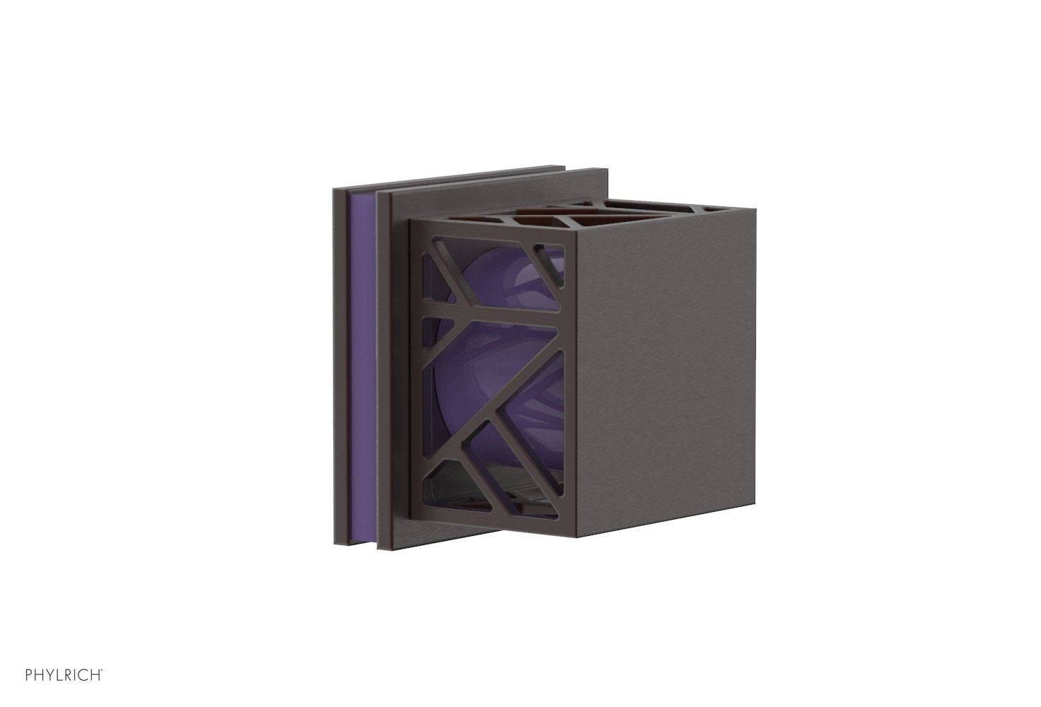 Phylrich JOLIE Volume Control/Diverter Trim - Square Handle with "Purple" Accents