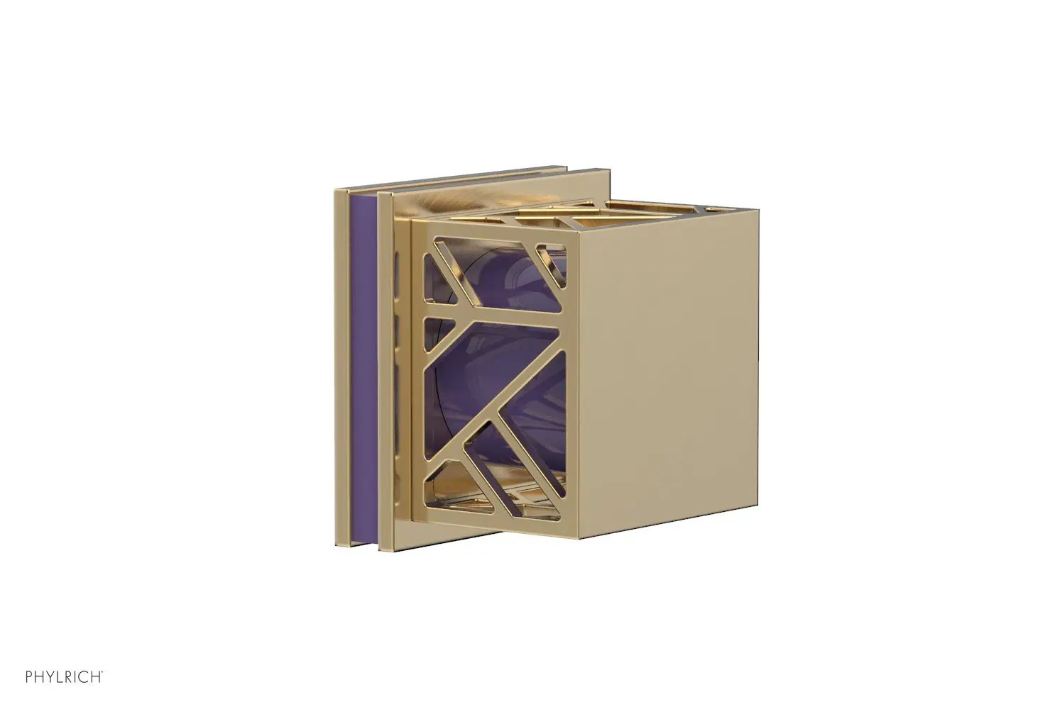 Phylrich JOLIE Volume Control/Diverter Trim - Square Handle with "Purple" Accents by Phylrich