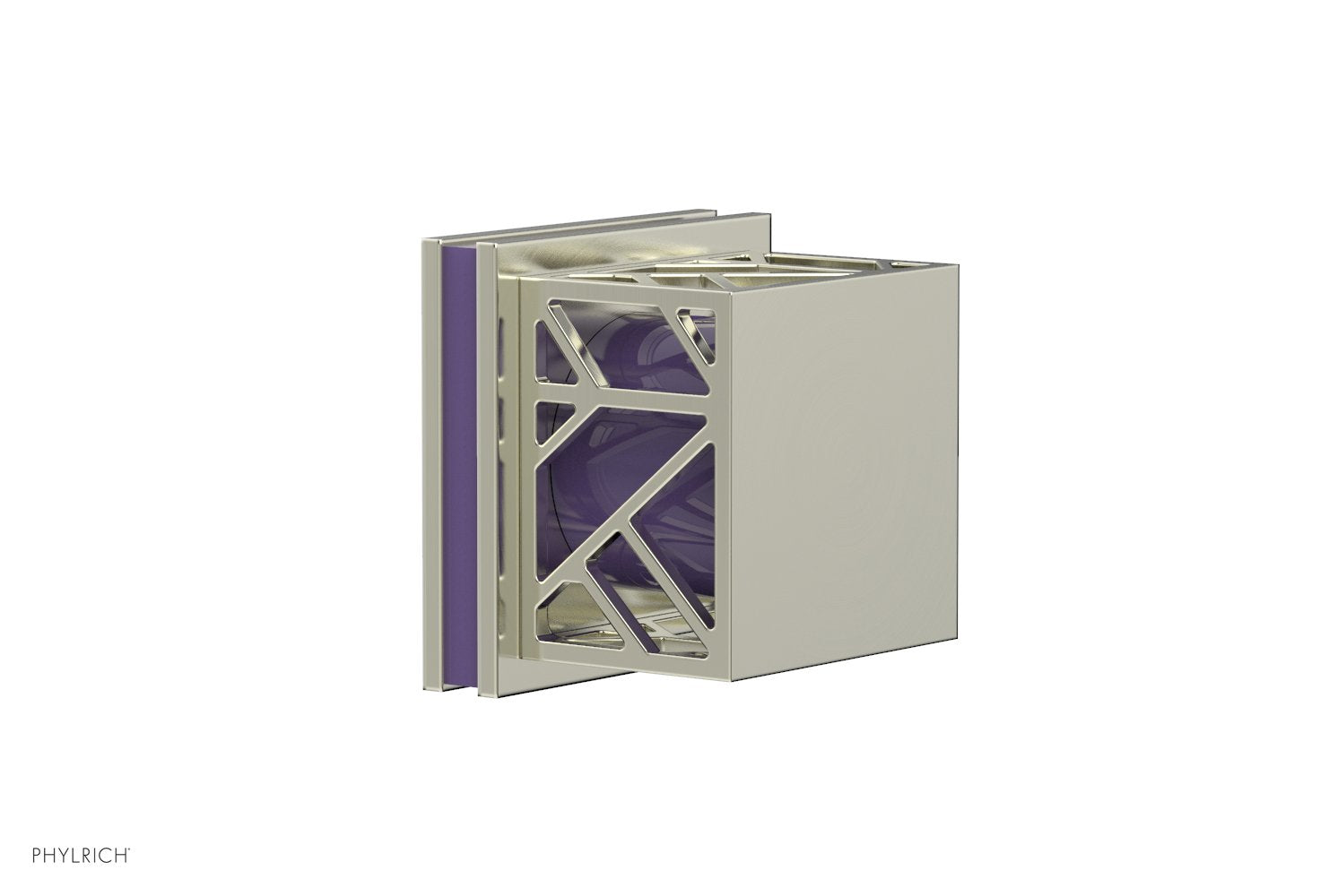 Phylrich JOLIE Volume Control/Diverter Trim - Square Handle with "Purple" Accents
