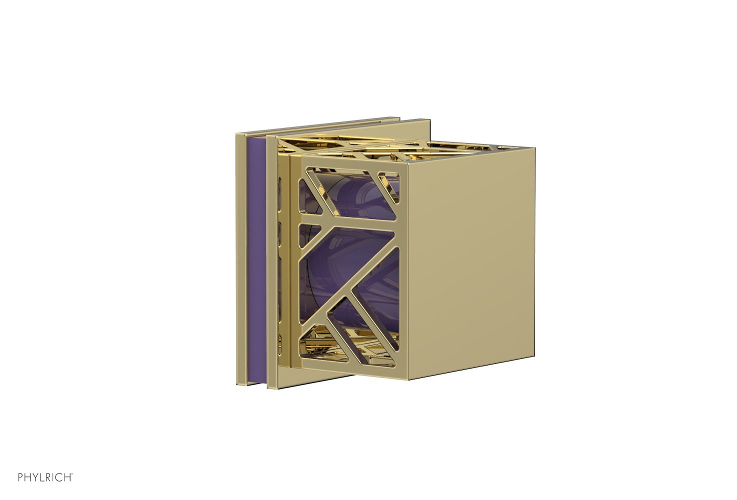 Phylrich JOLIE Volume Control/Diverter Trim - Square Handle with "Purple" Accents
