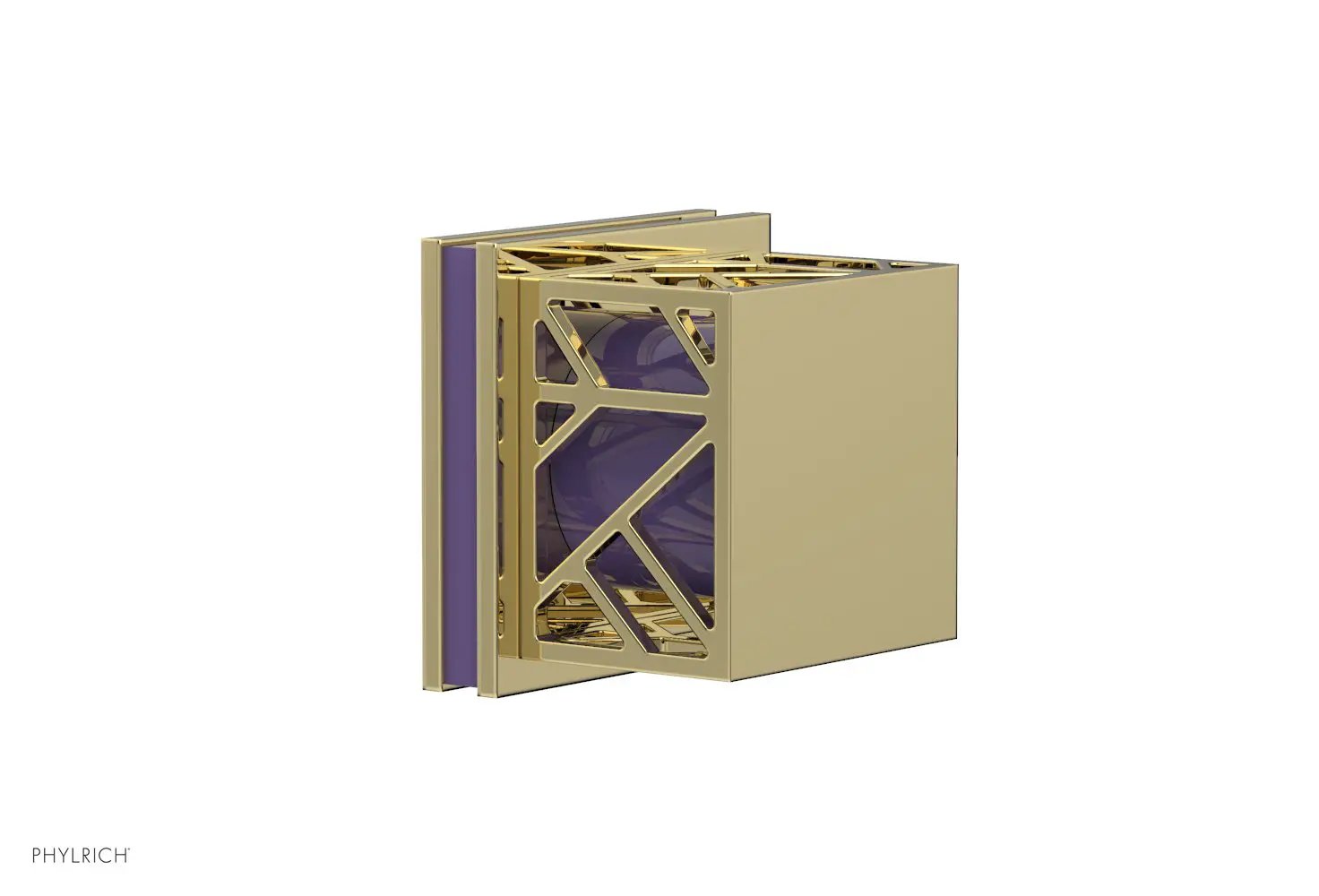 Phylrich JOLIE Volume Control/Diverter Trim - Square Handle with "Purple" Accents by Phylrich