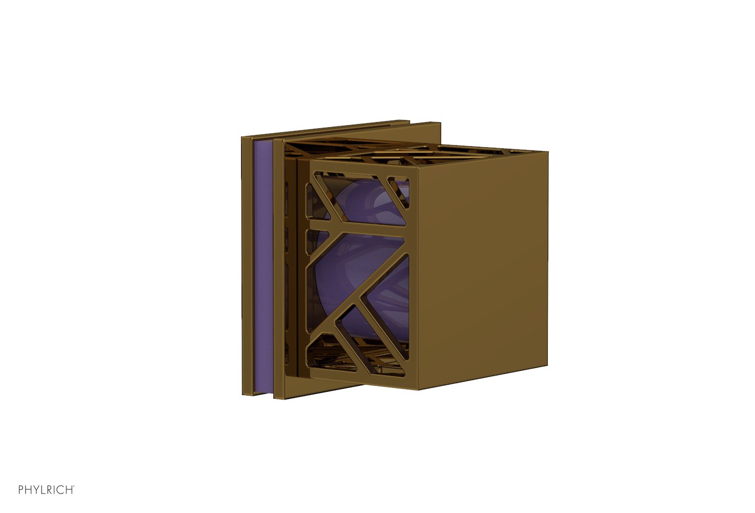 Phylrich JOLIE Volume Control/Diverter Trim - Square Handle with "Purple" Accents