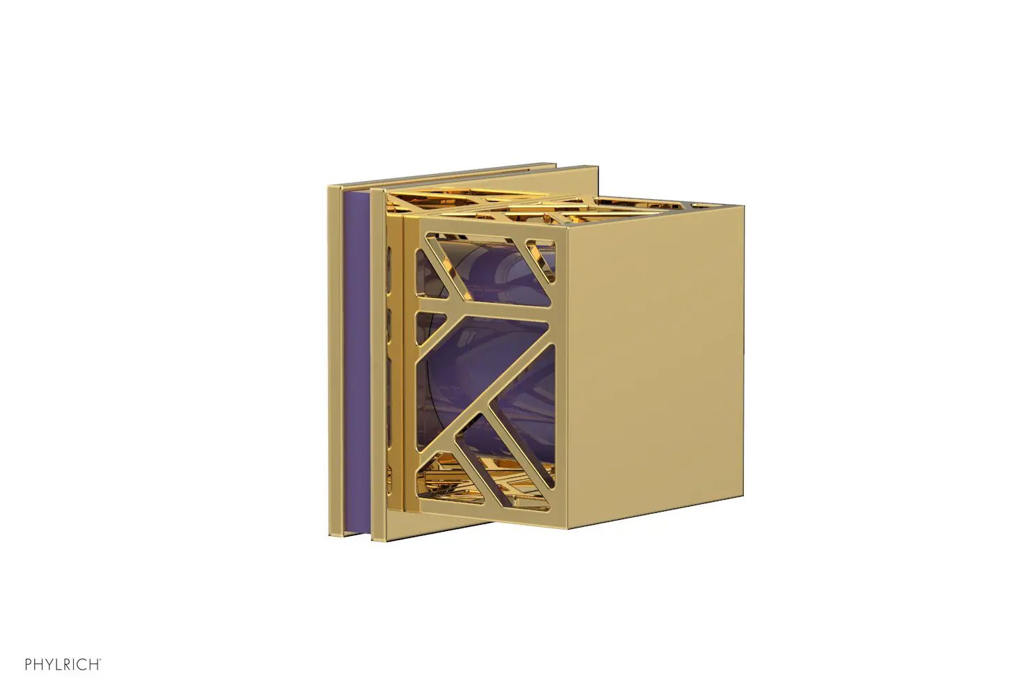 Phylrich JOLIE Volume Control/Diverter Trim - Square Handle with "Purple" Accents by Phylrich