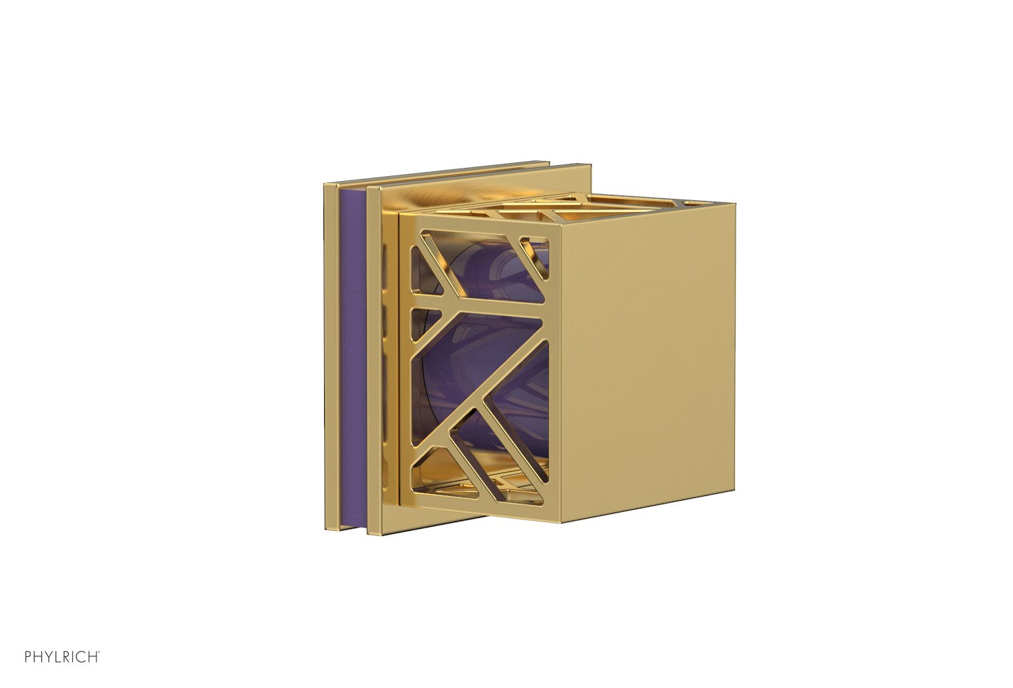 Phylrich JOLIE Volume Control/Diverter Trim - Square Handle with "Purple" Accents