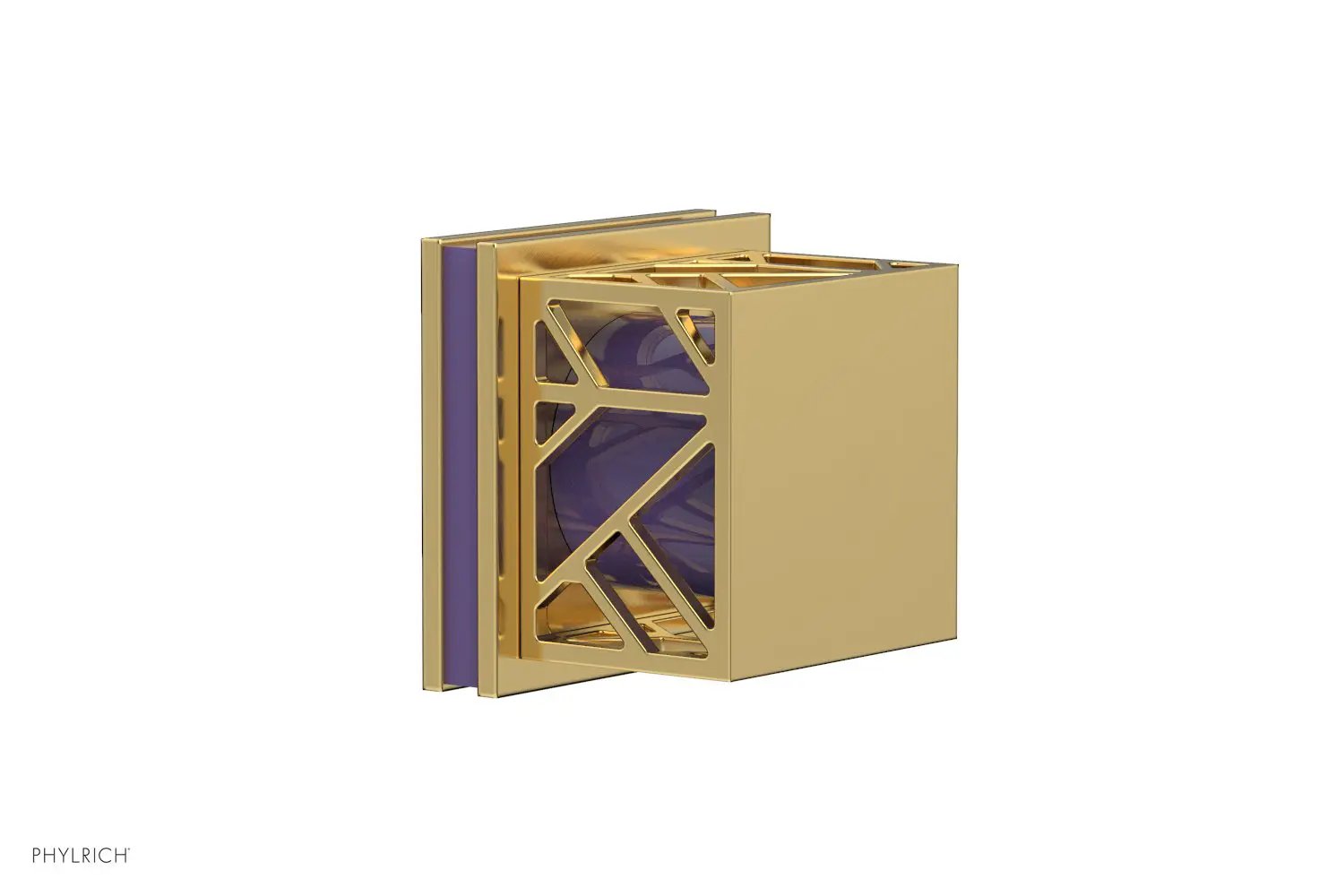Phylrich JOLIE Volume Control/Diverter Trim - Square Handle with "Purple" Accents by Phylrich