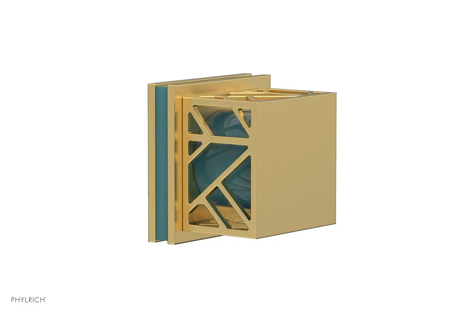 Phylrich JOLIE Volume Control/Diverter Trim - Square Handle with "Turquoise" Accents by Phylrich