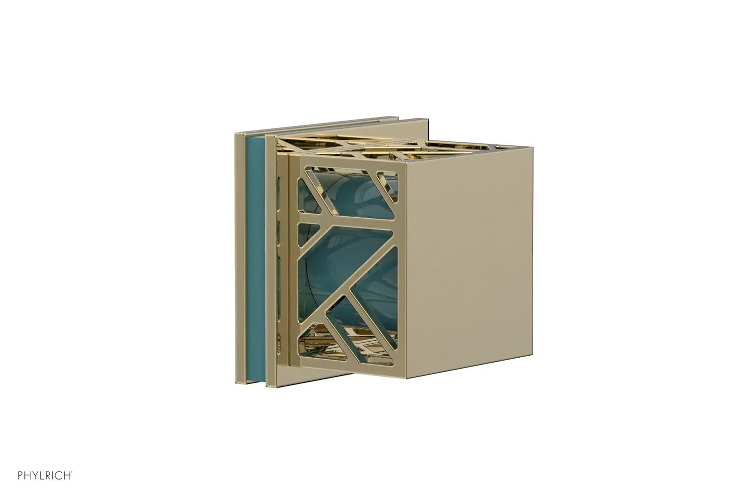 Phylrich JOLIE Volume Control/Diverter Trim - Square Handle with "Turquoise" Accents by Phylrich