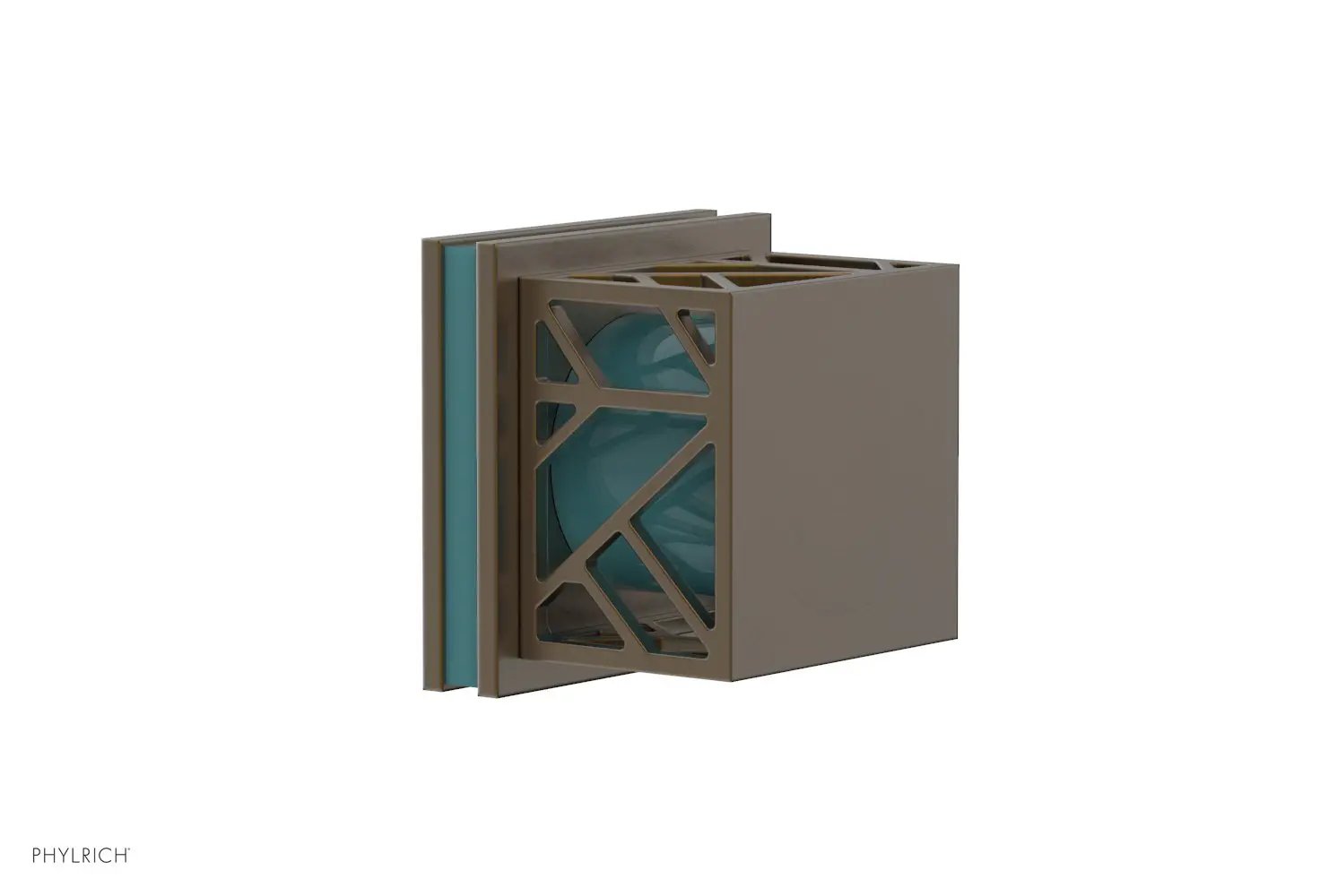 Phylrich JOLIE Volume Control/Diverter Trim - Square Handle with "Turquoise" Accents by Phylrich