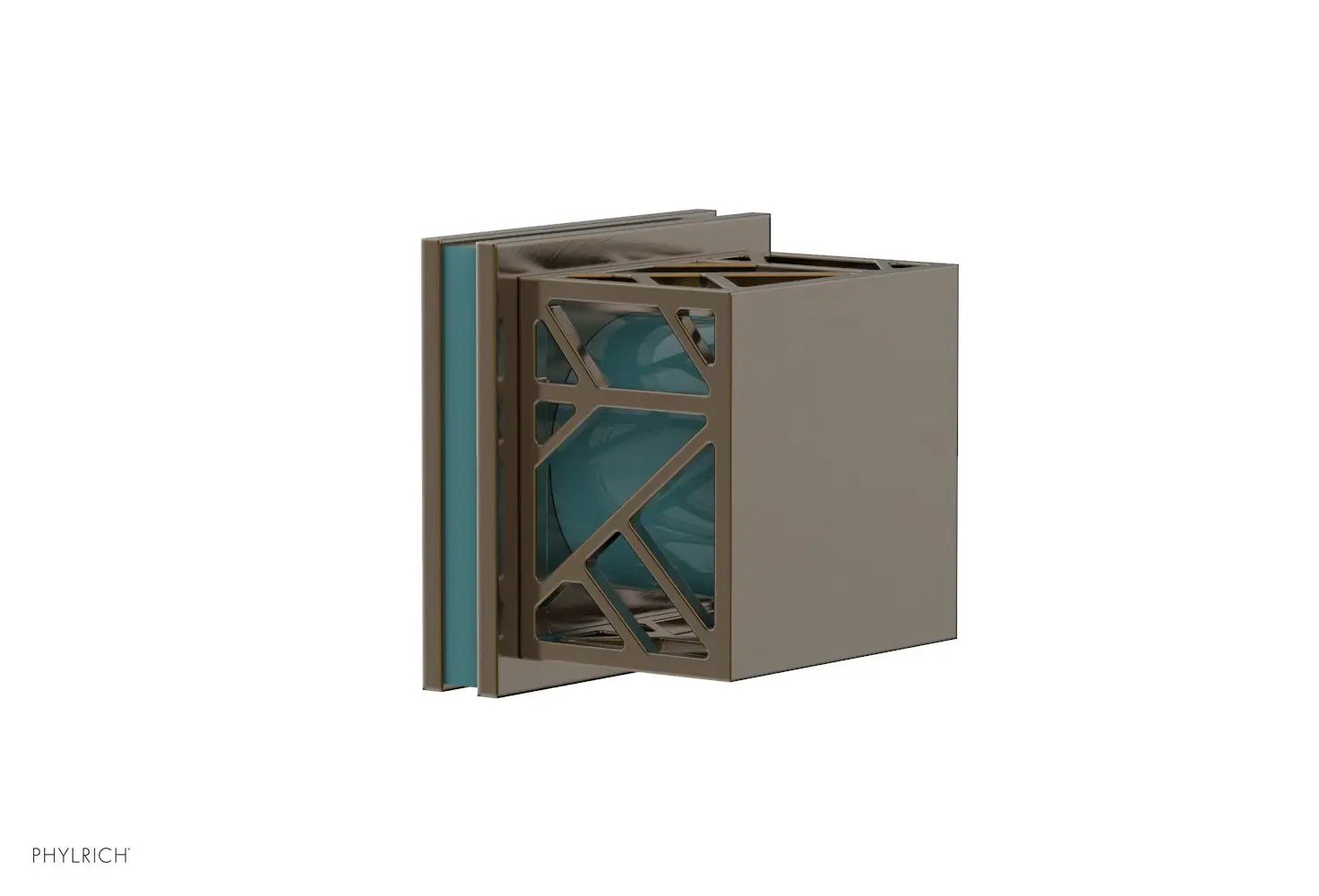 Phylrich JOLIE Volume Control/Diverter Trim - Square Handle with "Turquoise" Accents by Phylrich