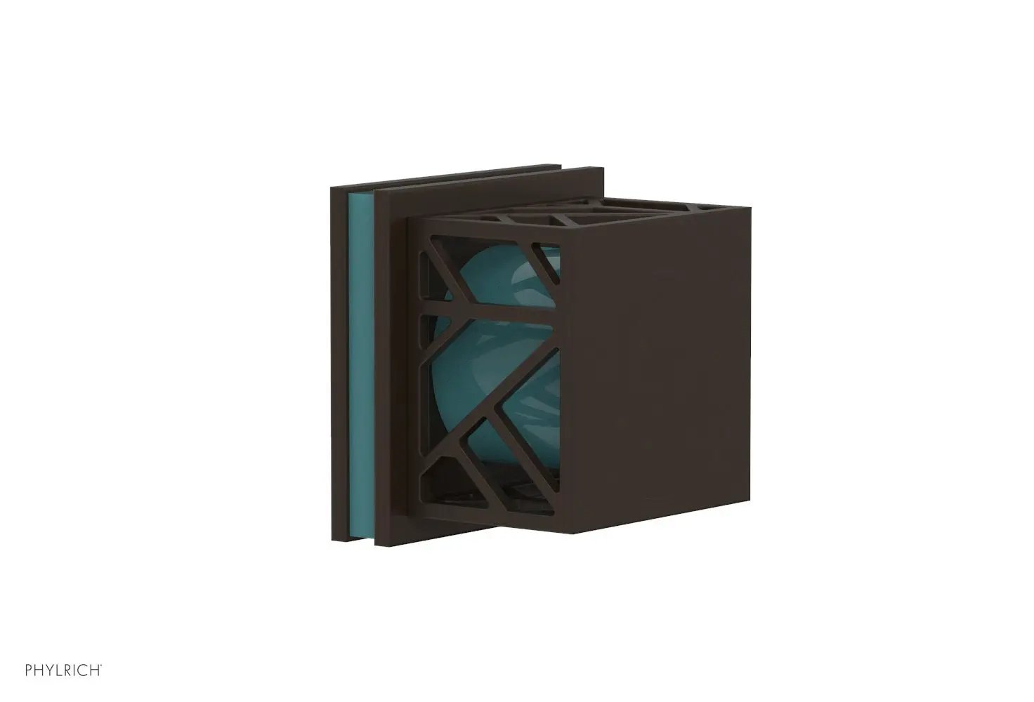 Phylrich JOLIE Volume Control/Diverter Trim - Square Handle with "Turquoise" Accents by Phylrich