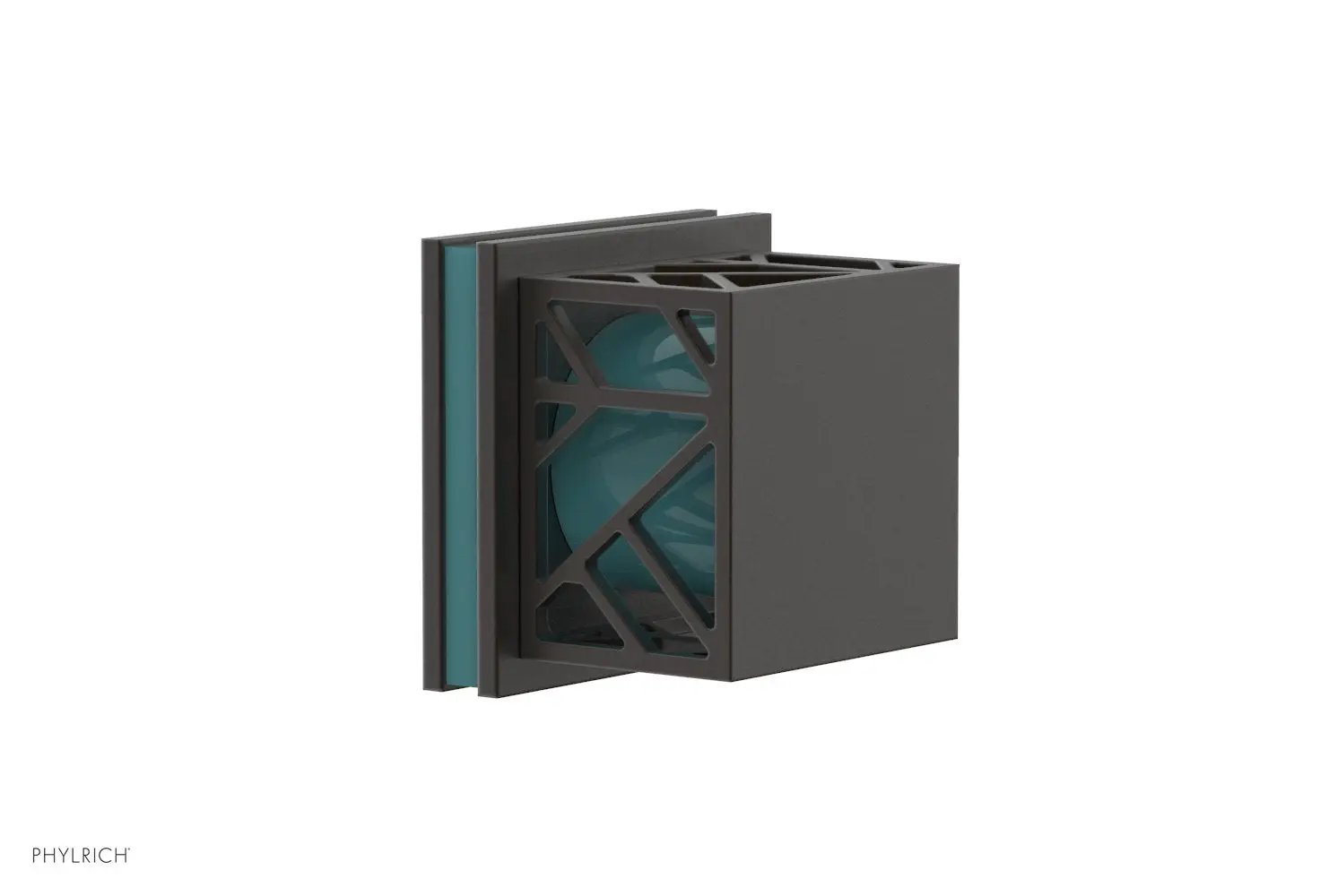 Phylrich JOLIE Volume Control/Diverter Trim - Square Handle with "Turquoise" Accents by Phylrich