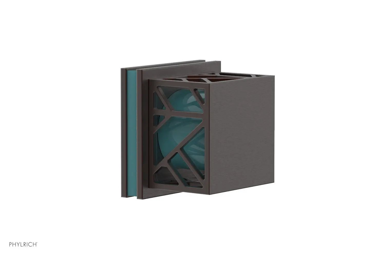 Phylrich JOLIE Volume Control/Diverter Trim - Square Handle with "Turquoise" Accents by Phylrich