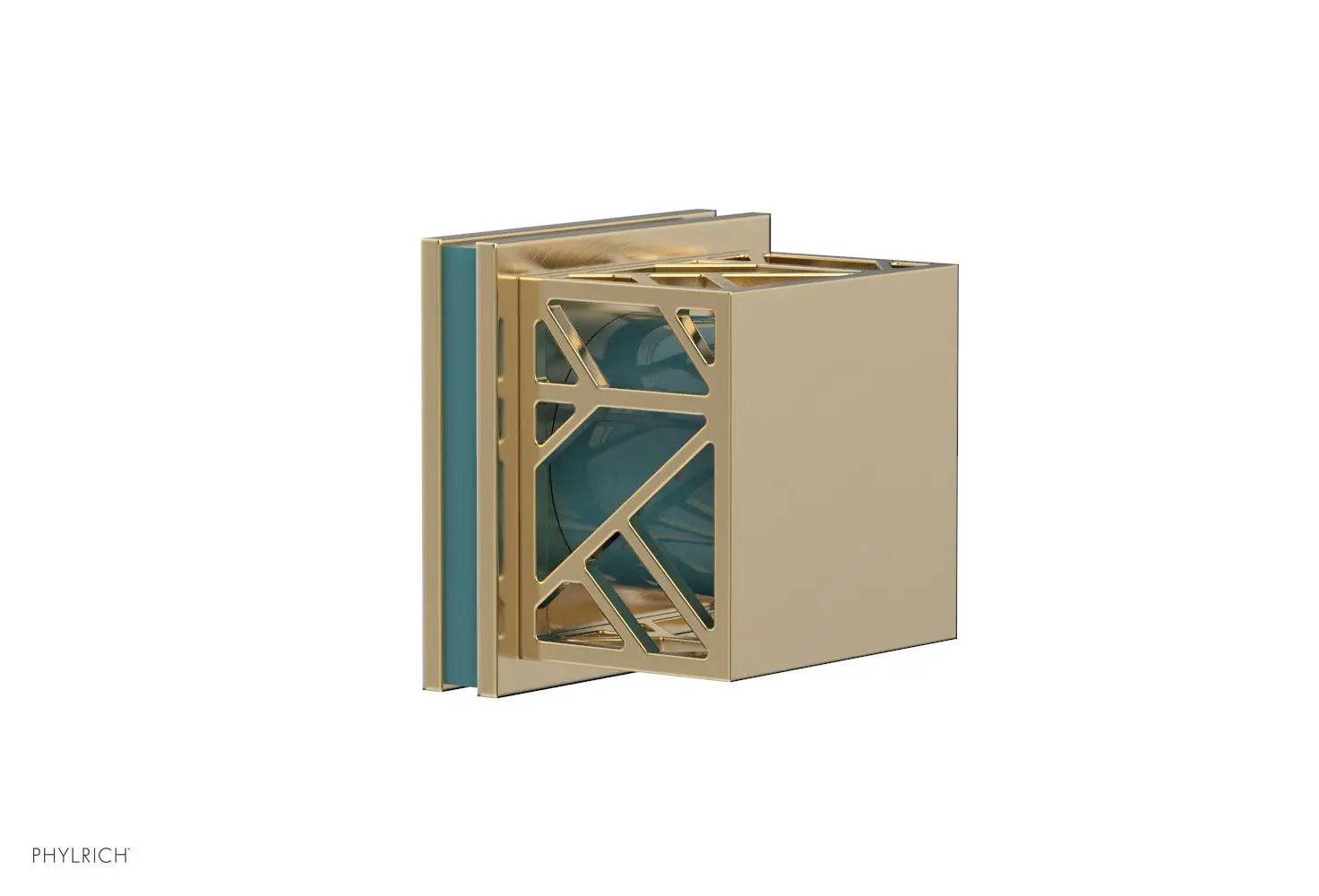 Phylrich JOLIE Volume Control/Diverter Trim - Square Handle with "Turquoise" Accents by Phylrich