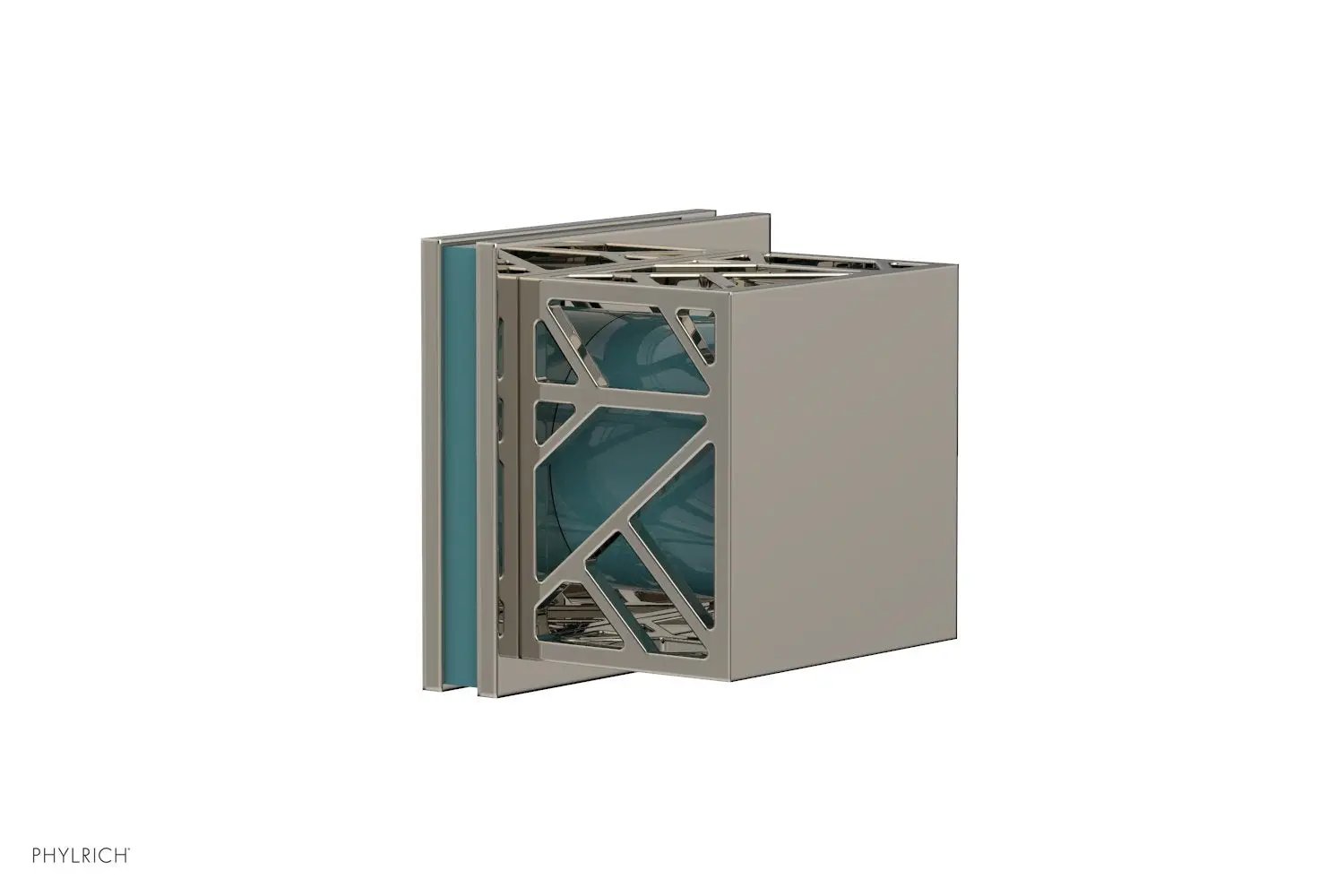 Phylrich JOLIE Volume Control/Diverter Trim - Square Handle with "Turquoise" Accents by Phylrich