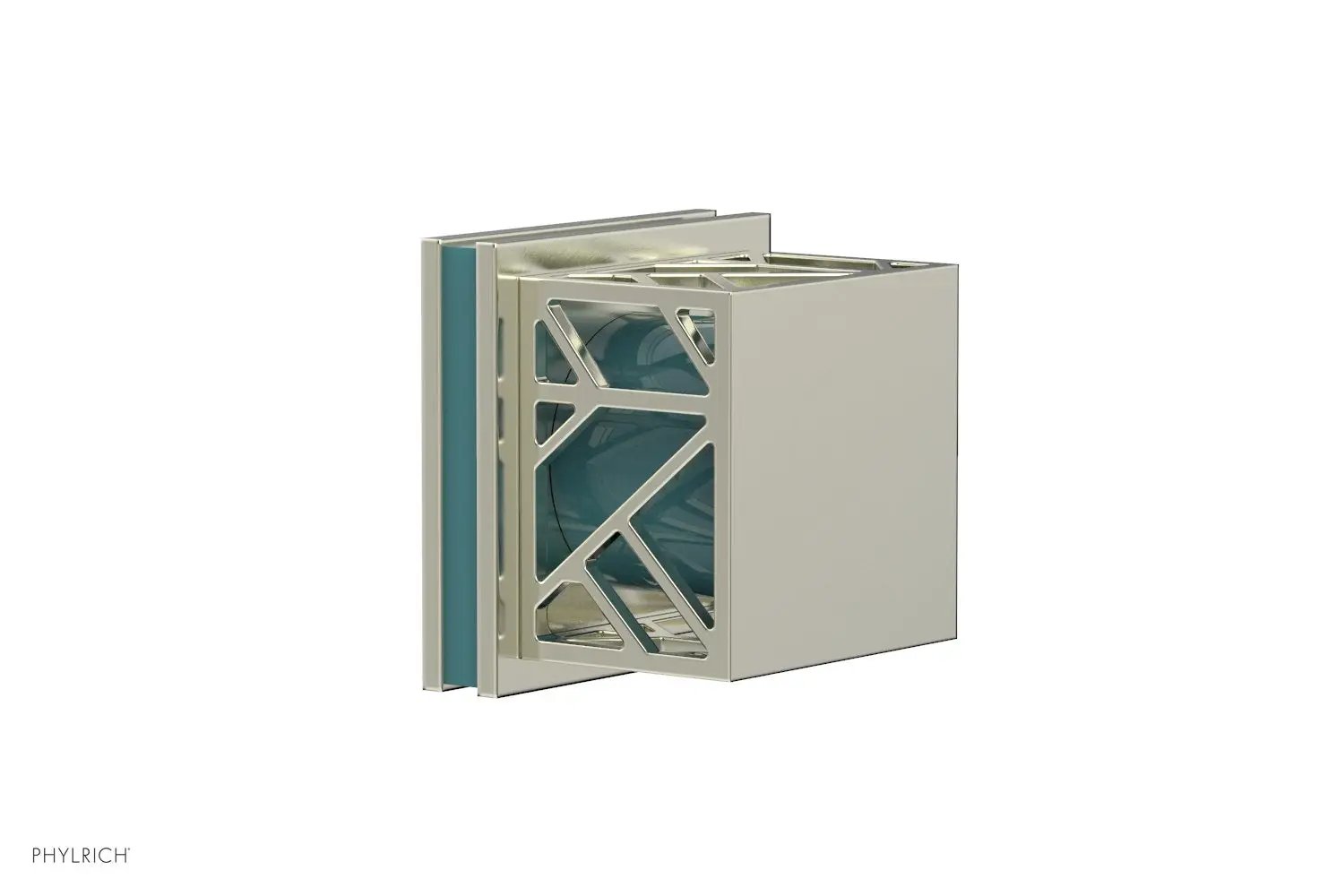 Phylrich JOLIE Volume Control/Diverter Trim - Square Handle with "Turquoise" Accents by Phylrich