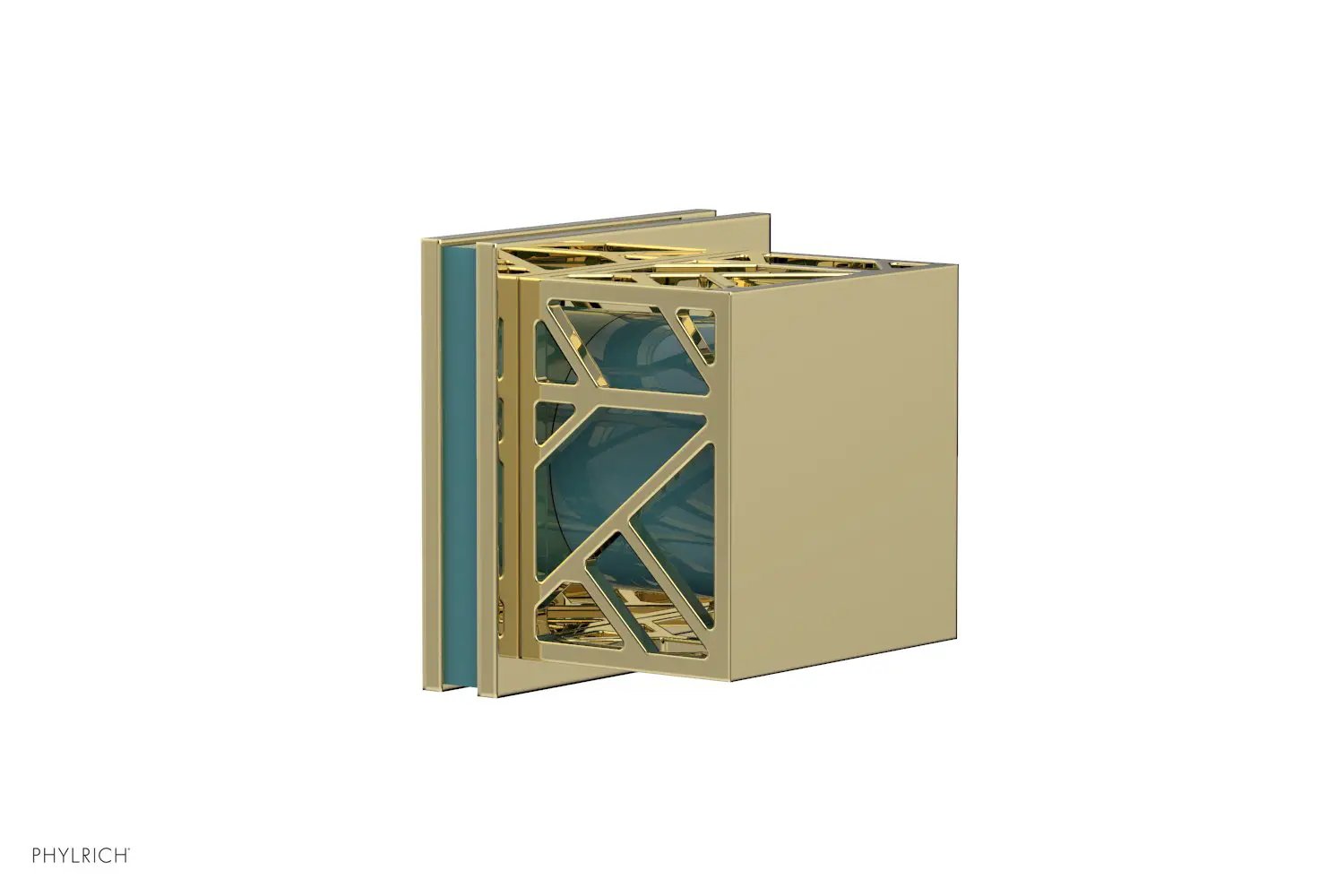Phylrich JOLIE Volume Control/Diverter Trim - Square Handle with "Turquoise" Accents by Phylrich