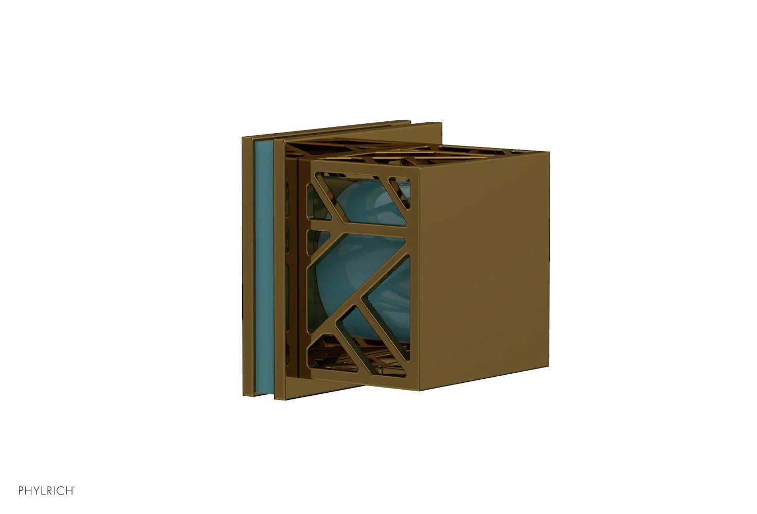 Phylrich JOLIE Volume Control/Diverter Trim - Square Handle with "Turquoise" Accents by Phylrich