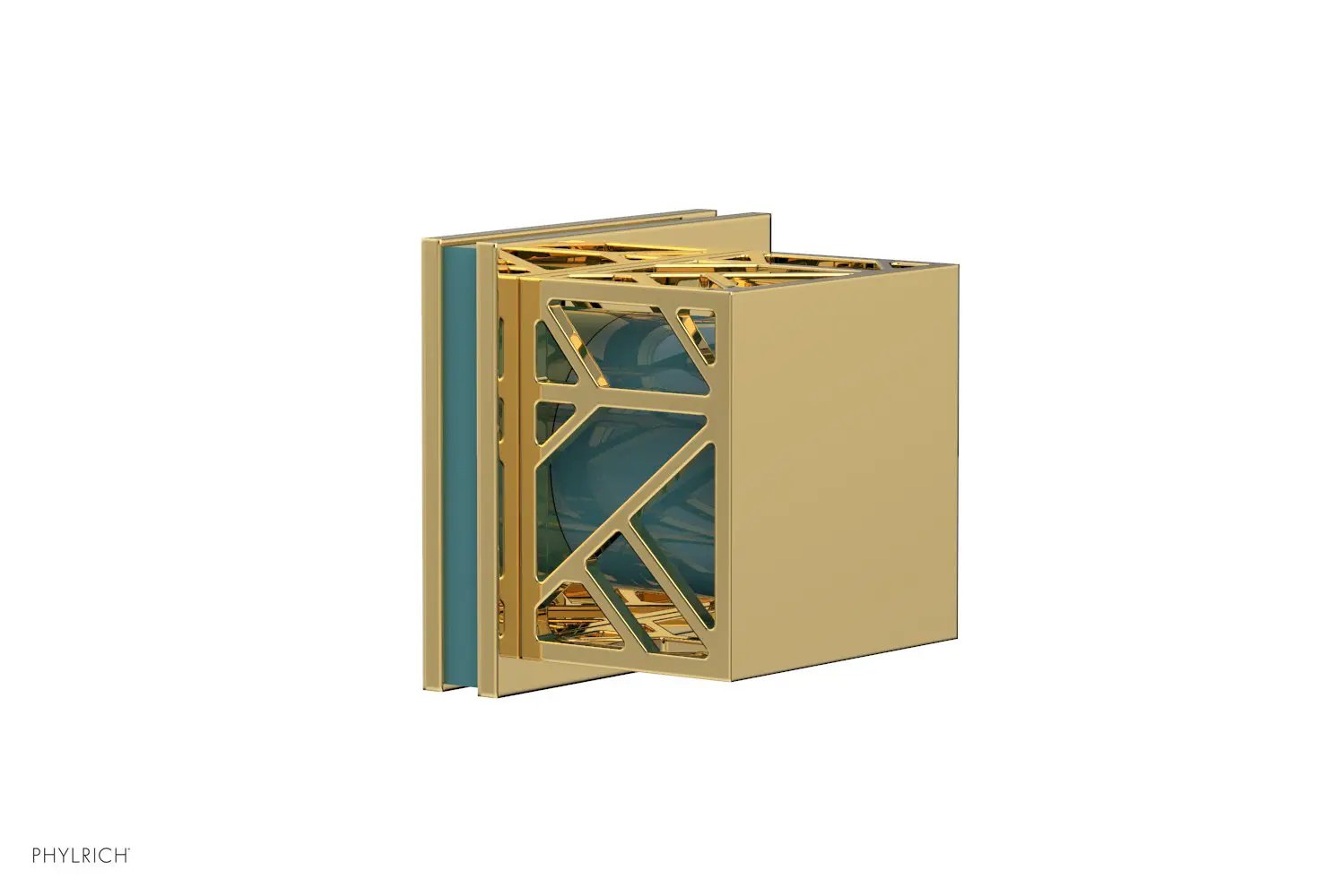 Phylrich JOLIE Volume Control/Diverter Trim - Square Handle with "Turquoise" Accents by Phylrich