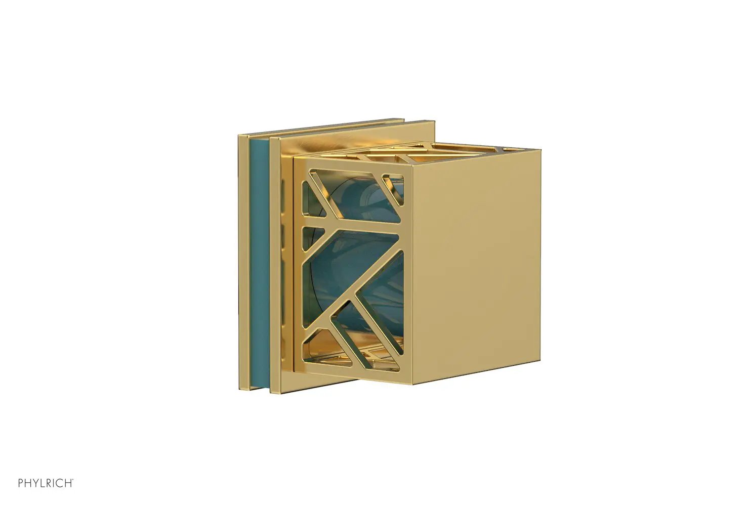 Phylrich JOLIE Volume Control/Diverter Trim - Square Handle with "Turquoise" Accents by Phylrich