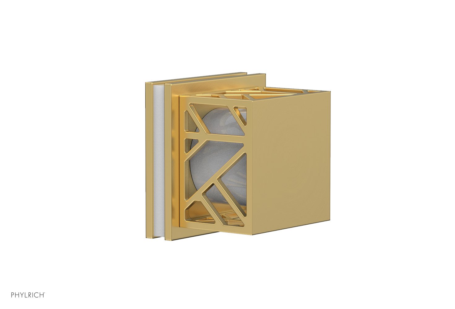 Phylrich JOLIE Volume Control/Diverter Trim - Square Handle with "White" Accents