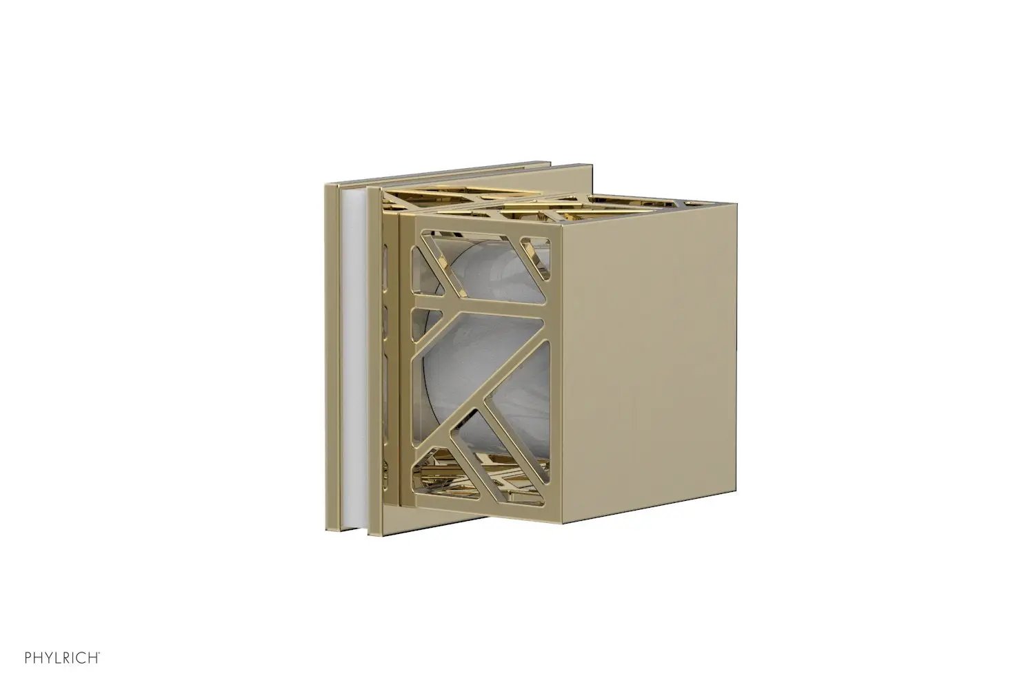 Phylrich JOLIE Volume Control/Diverter Trim - Square Handle with "White" Accents by Phylrich