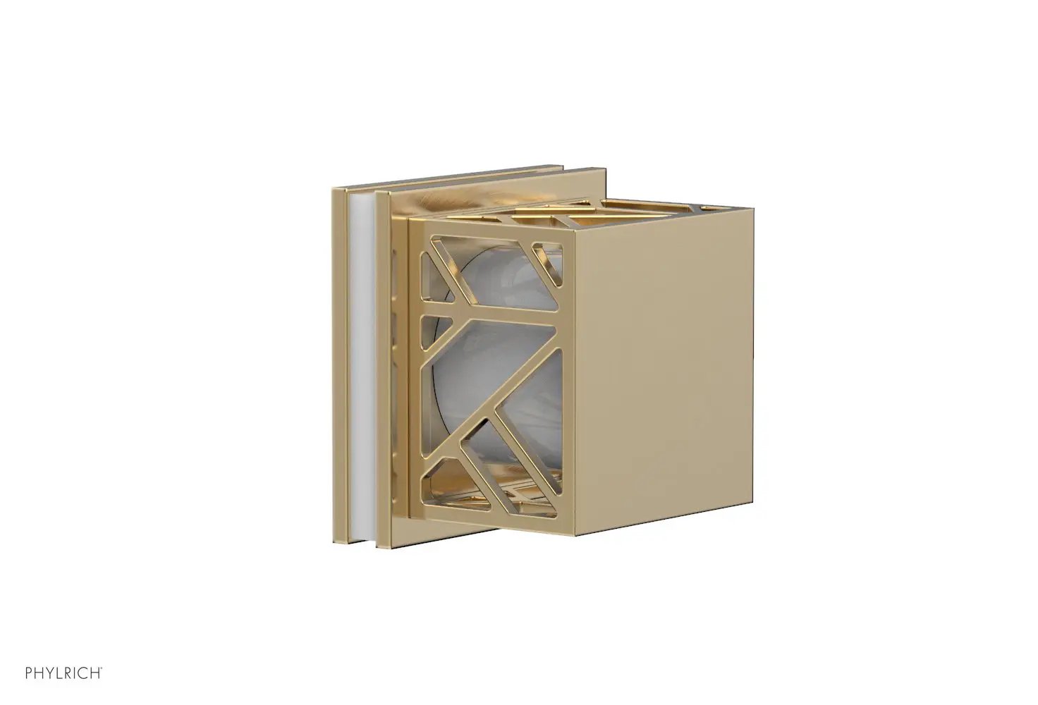 Phylrich JOLIE Volume Control/Diverter Trim - Square Handle with "White" Accents by Phylrich