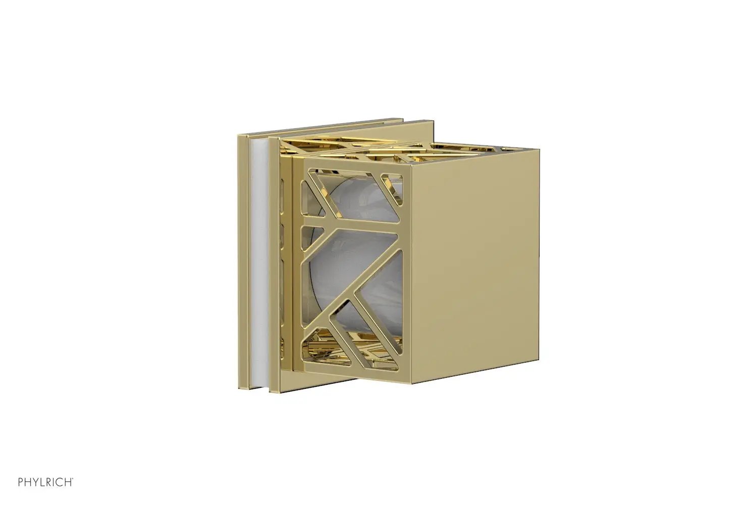 Phylrich JOLIE Volume Control/Diverter Trim - Square Handle with "White" Accents by Phylrich
