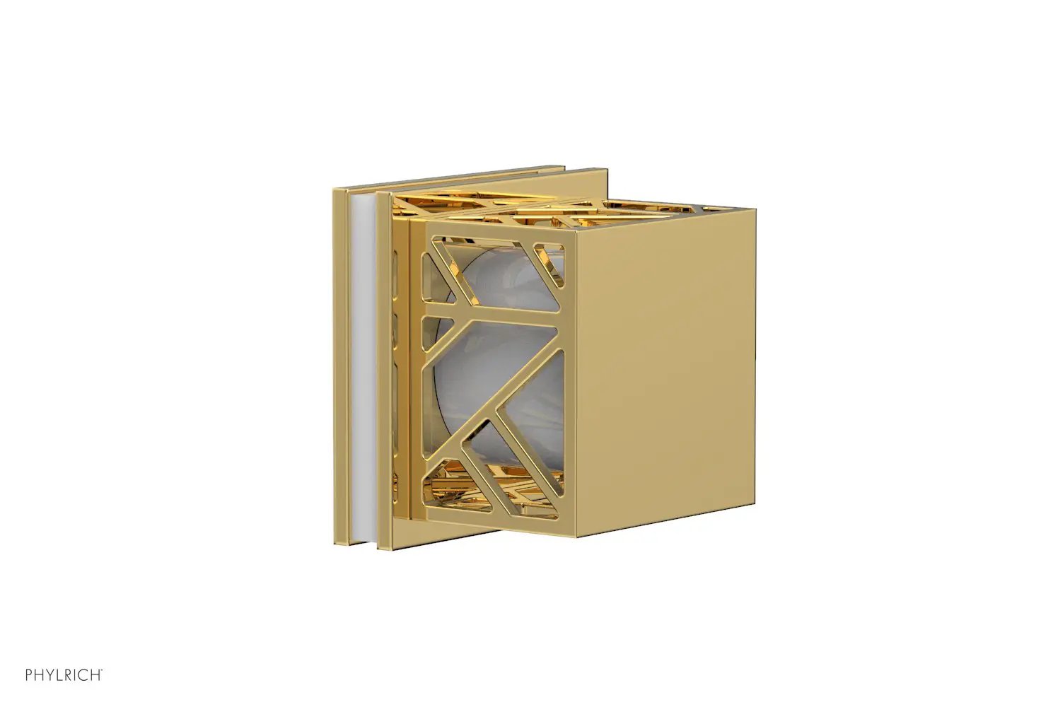 Phylrich JOLIE Volume Control/Diverter Trim - Square Handle with "White" Accents by Phylrich