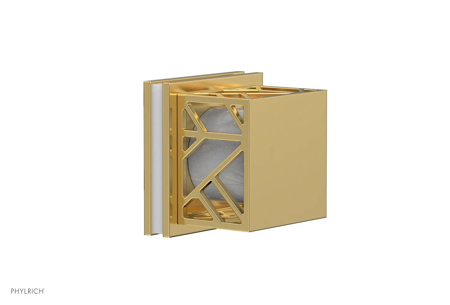 Phylrich JOLIE Volume Control/Diverter Trim - Square Handle with "White" Accents by Phylrich