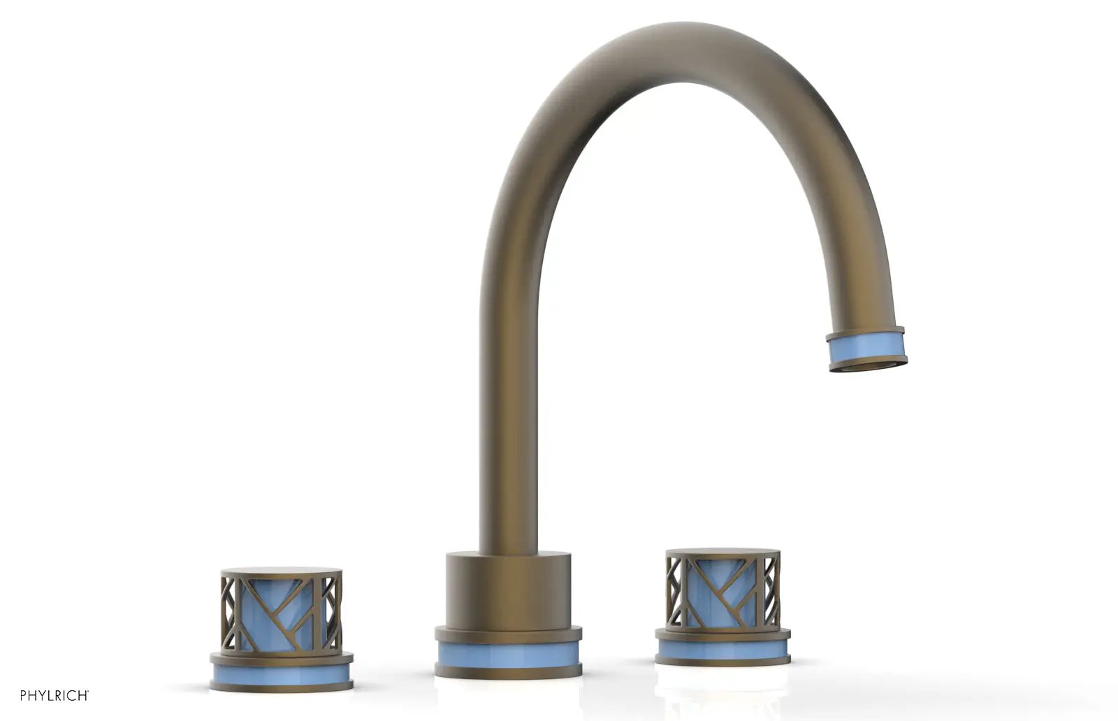 Phylrich JOLIE Deck Tub Set - Round Handles with "Light Blue" Accents by Phylrich