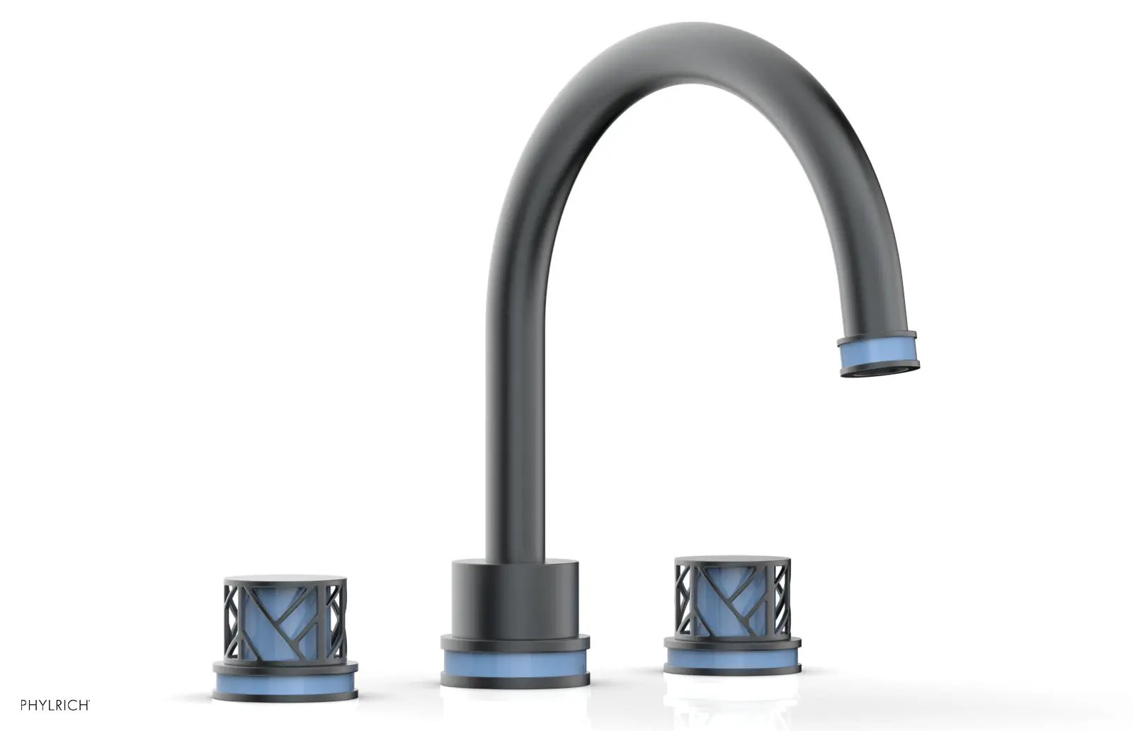 Phylrich JOLIE Deck Tub Set - Round Handles with "Light Blue" Accents by Phylrich