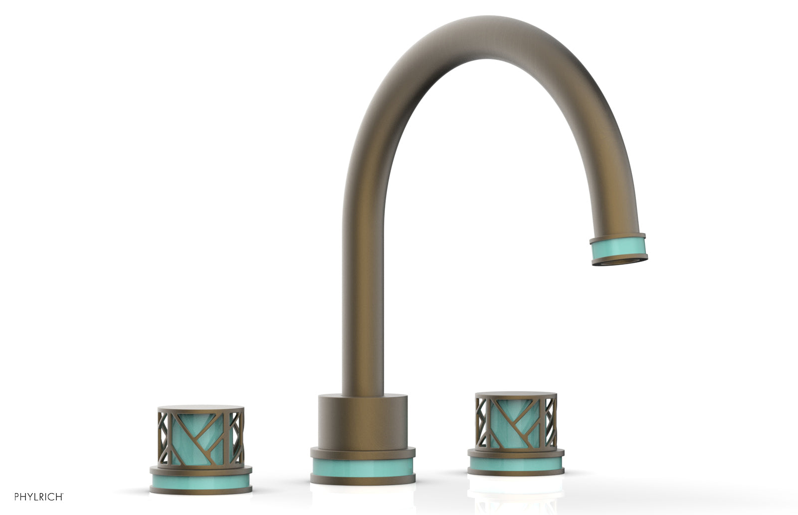 Phylrich JOLIE Deck Tub Set - Round Handles with "Turquoise" Accents