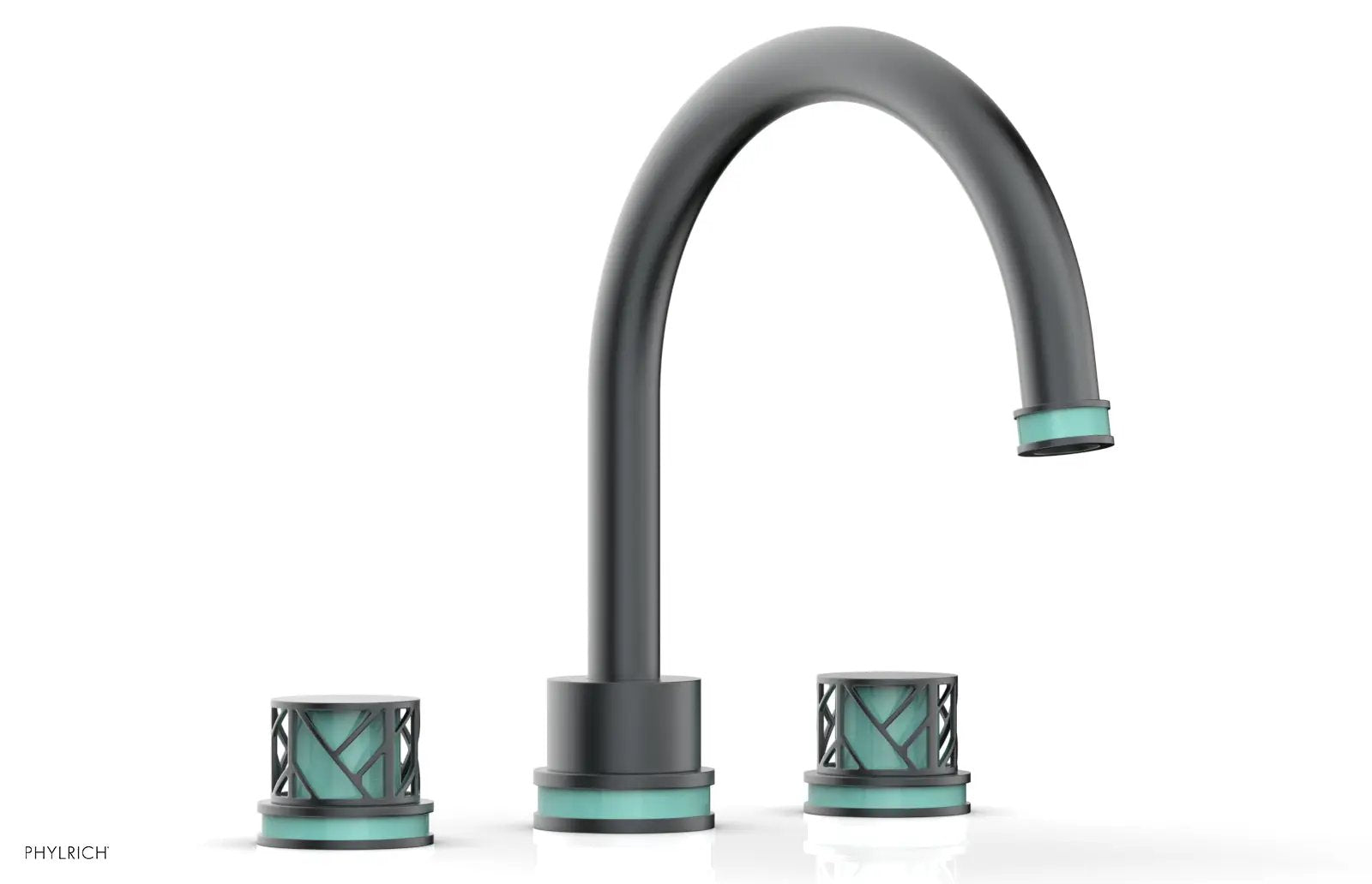 Phylrich JOLIE Deck Tub Set - Round Handles with "Turquoise" Accents by Phylrich