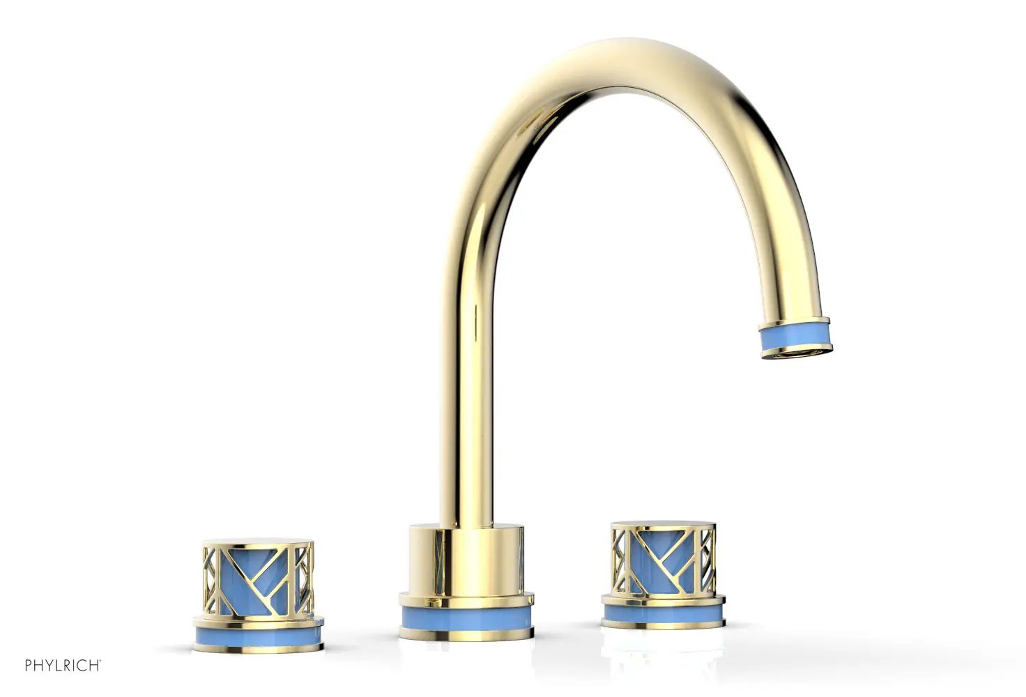 Phylrich JOLIE Deck Tub Set - Round Handles with "Light Blue" Accents by Phylrich
