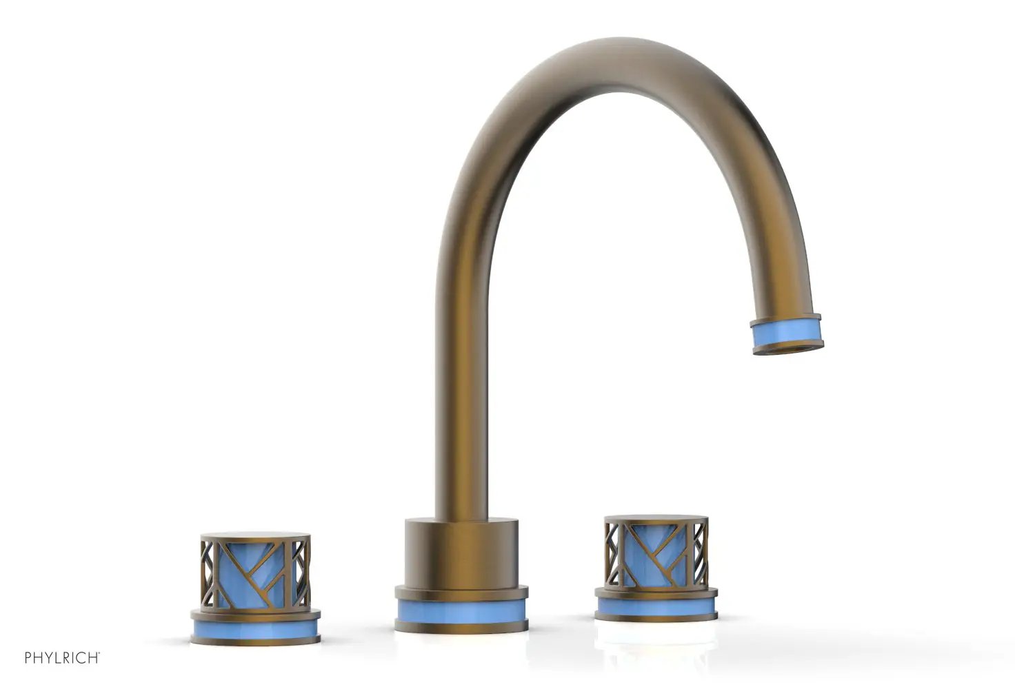 Phylrich JOLIE Deck Tub Set - Round Handles with "Light Blue" Accents by Phylrich