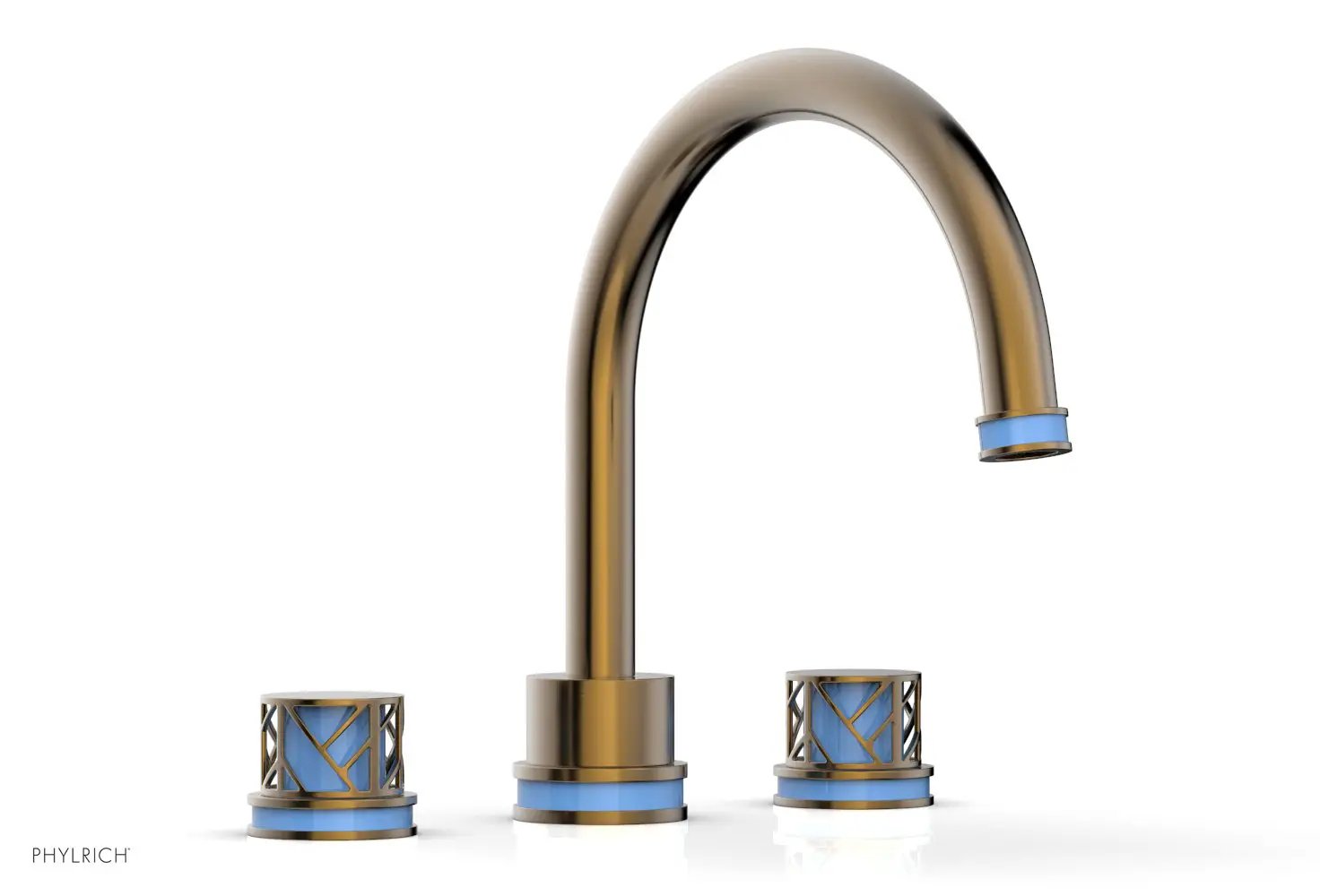 Phylrich JOLIE Deck Tub Set - Round Handles with "Light Blue" Accents by Phylrich