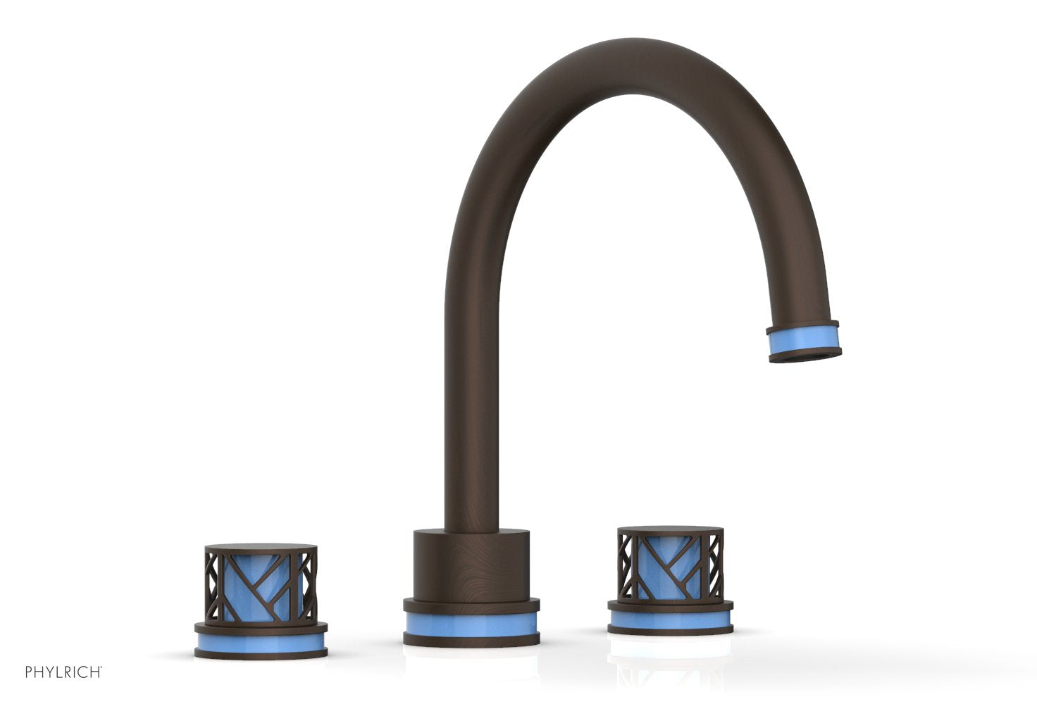 Phylrich JOLIE Deck Tub Set - Round Handles with "Light Blue" Accents