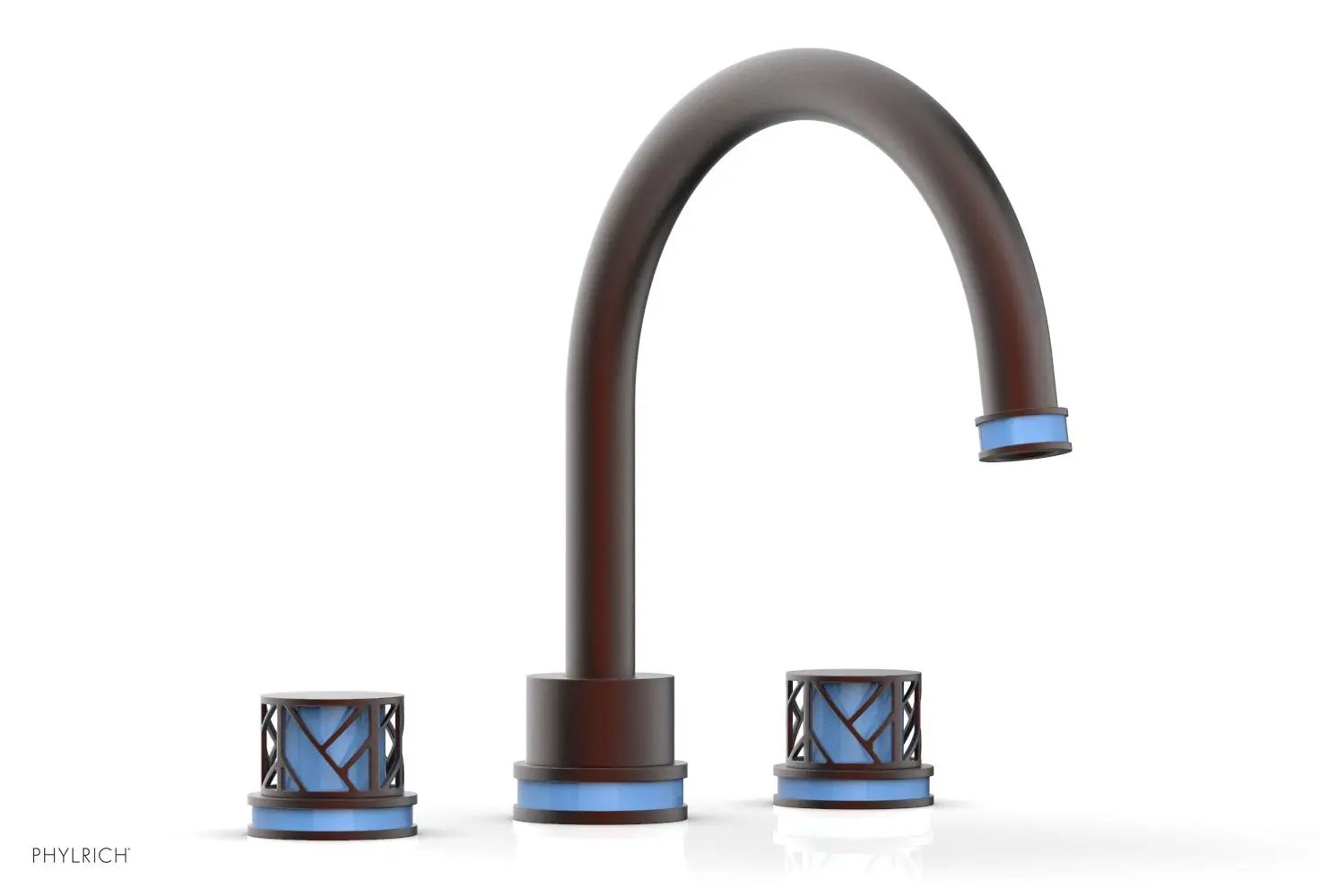 Phylrich JOLIE Deck Tub Set - Round Handles with "Light Blue" Accents by Phylrich