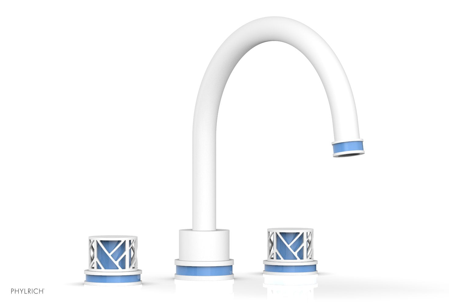 Phylrich JOLIE Deck Tub Set - Round Handles with "Light Blue" Accents