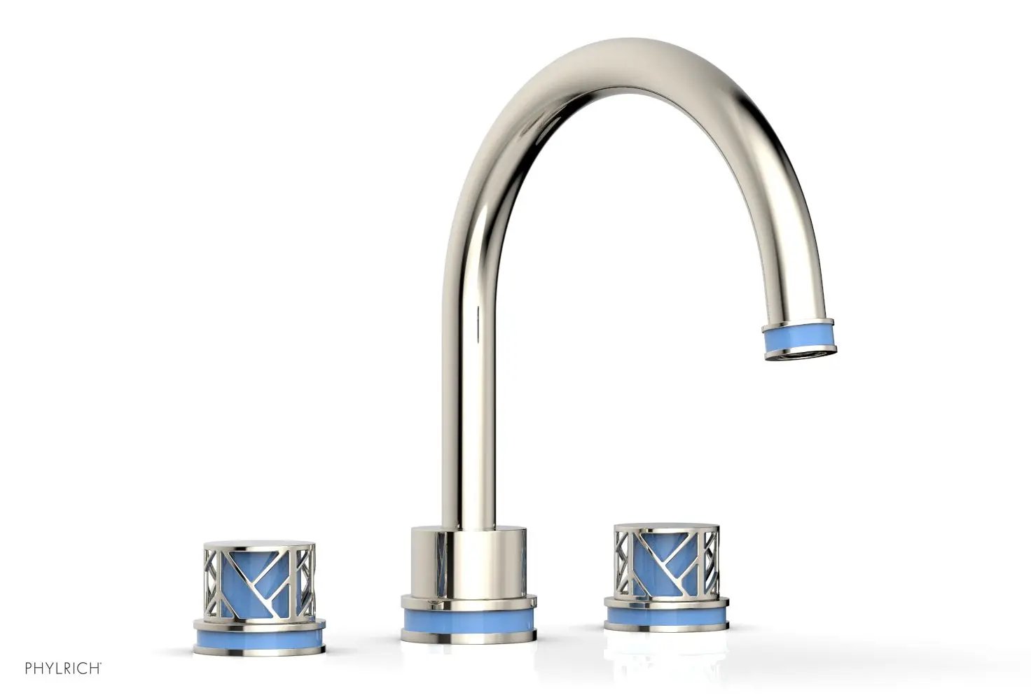 Phylrich JOLIE Deck Tub Set - Round Handles with "Light Blue" Accents by Phylrich