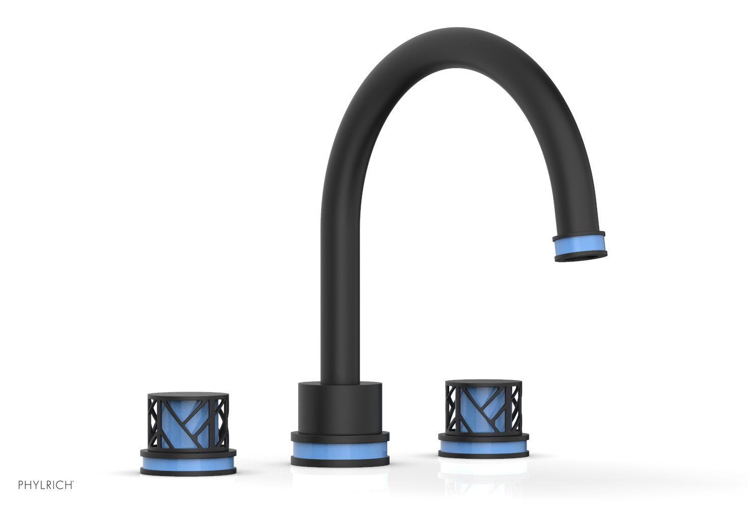 Phylrich JOLIE Deck Tub Set - Round Handles with "Light Blue" Accents