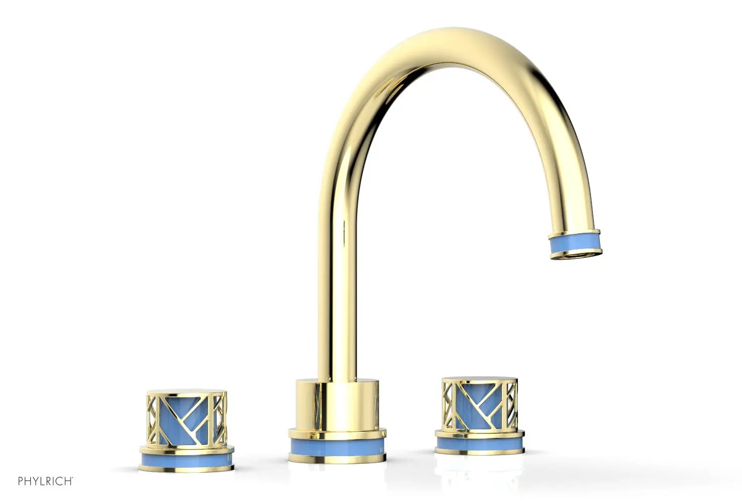 Phylrich JOLIE Deck Tub Set - Round Handles with "Light Blue" Accents by Phylrich