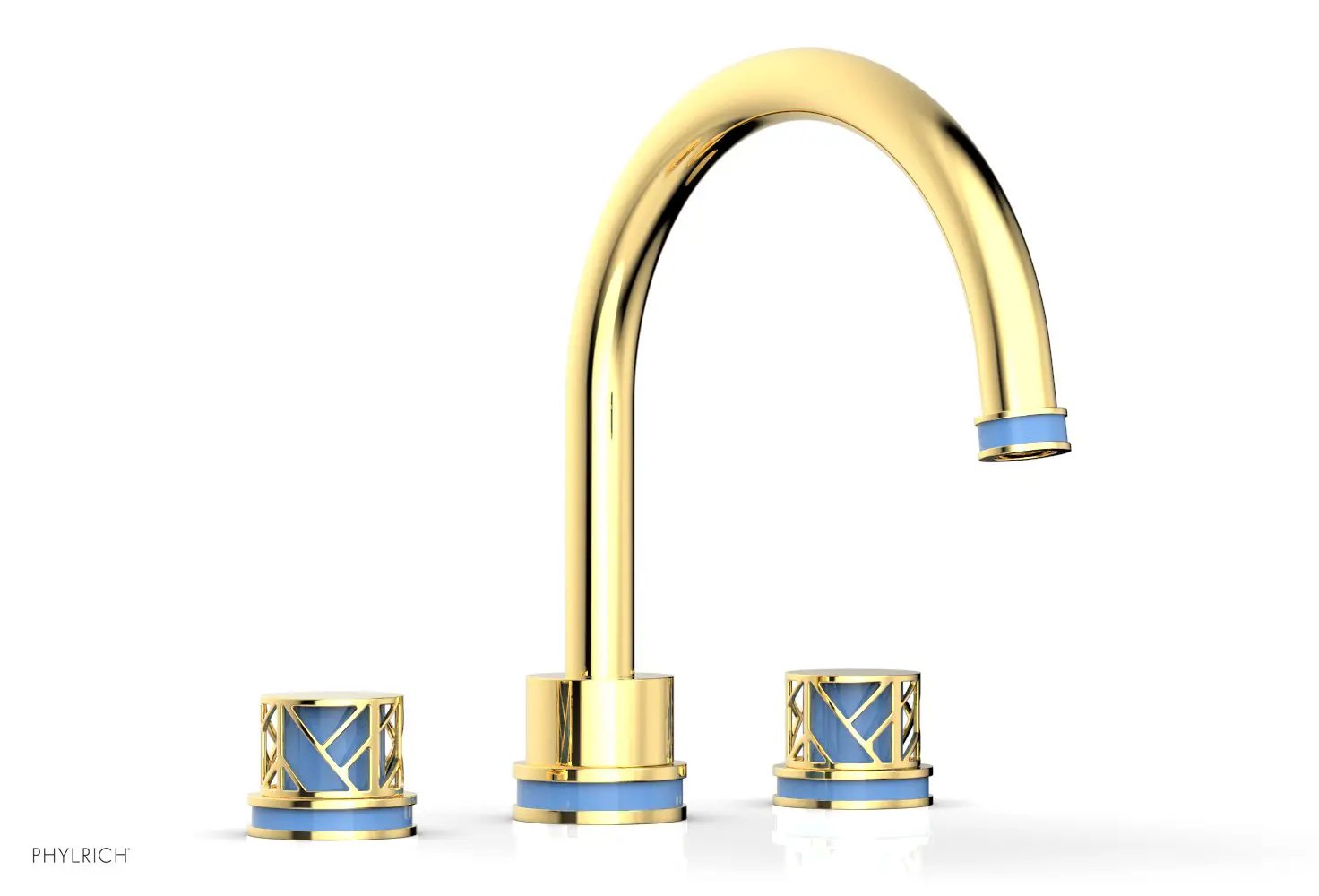 Phylrich JOLIE Deck Tub Set - Round Handles with "Light Blue" Accents by Phylrich