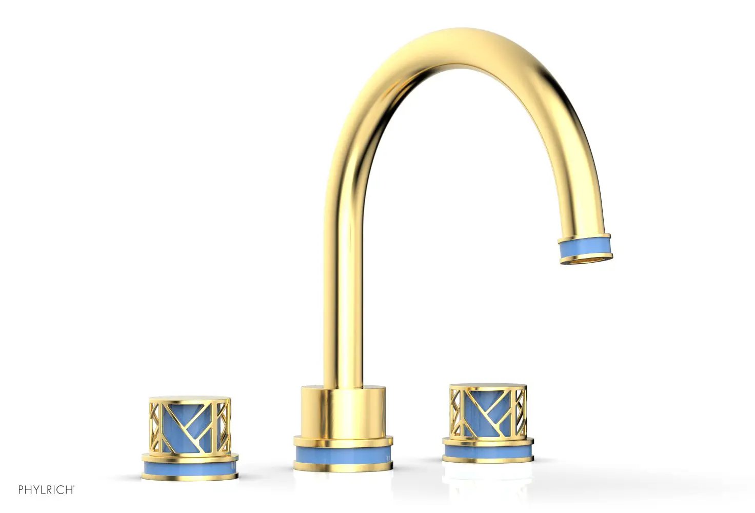 Phylrich JOLIE Deck Tub Set - Round Handles with "Light Blue" Accents by Phylrich