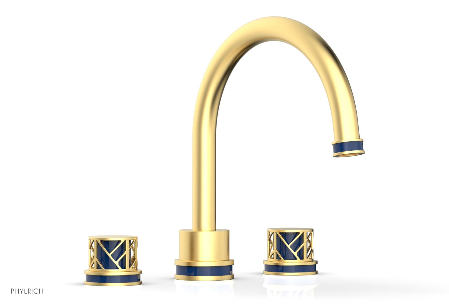 Phylrich JOLIE Deck Tub Set - Round Handles with "Navy Blue" Accents