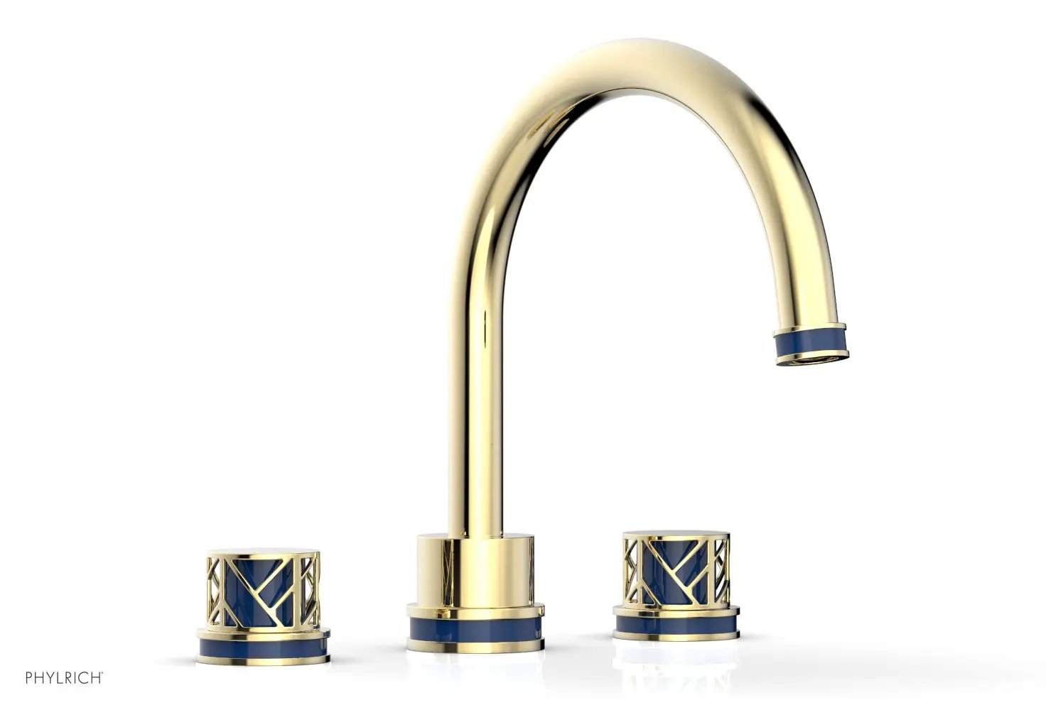 Phylrich JOLIE Deck Tub Set - Round Handles with "Navy Blue" Accents by Phylrich