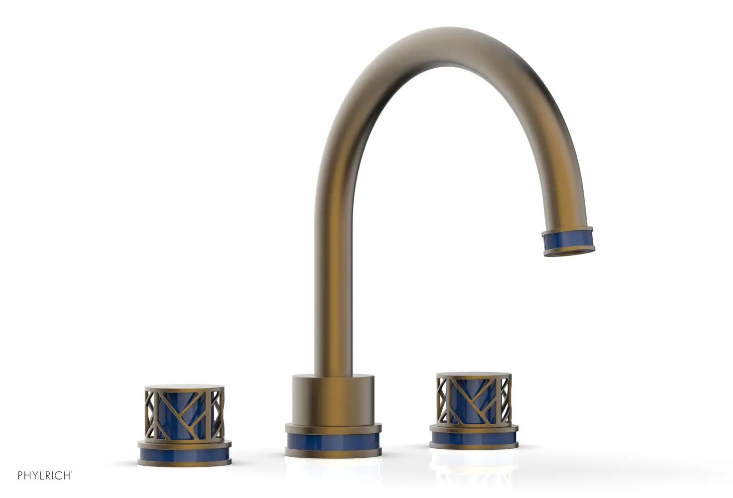 Phylrich JOLIE Deck Tub Set - Round Handles with "Navy Blue" Accents by Phylrich