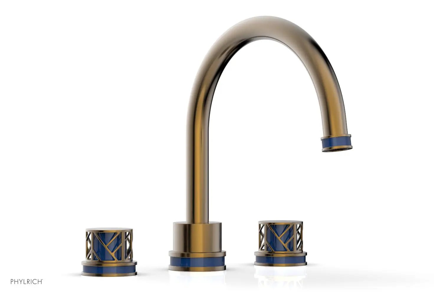 Phylrich JOLIE Deck Tub Set - Round Handles with "Navy Blue" Accents by Phylrich