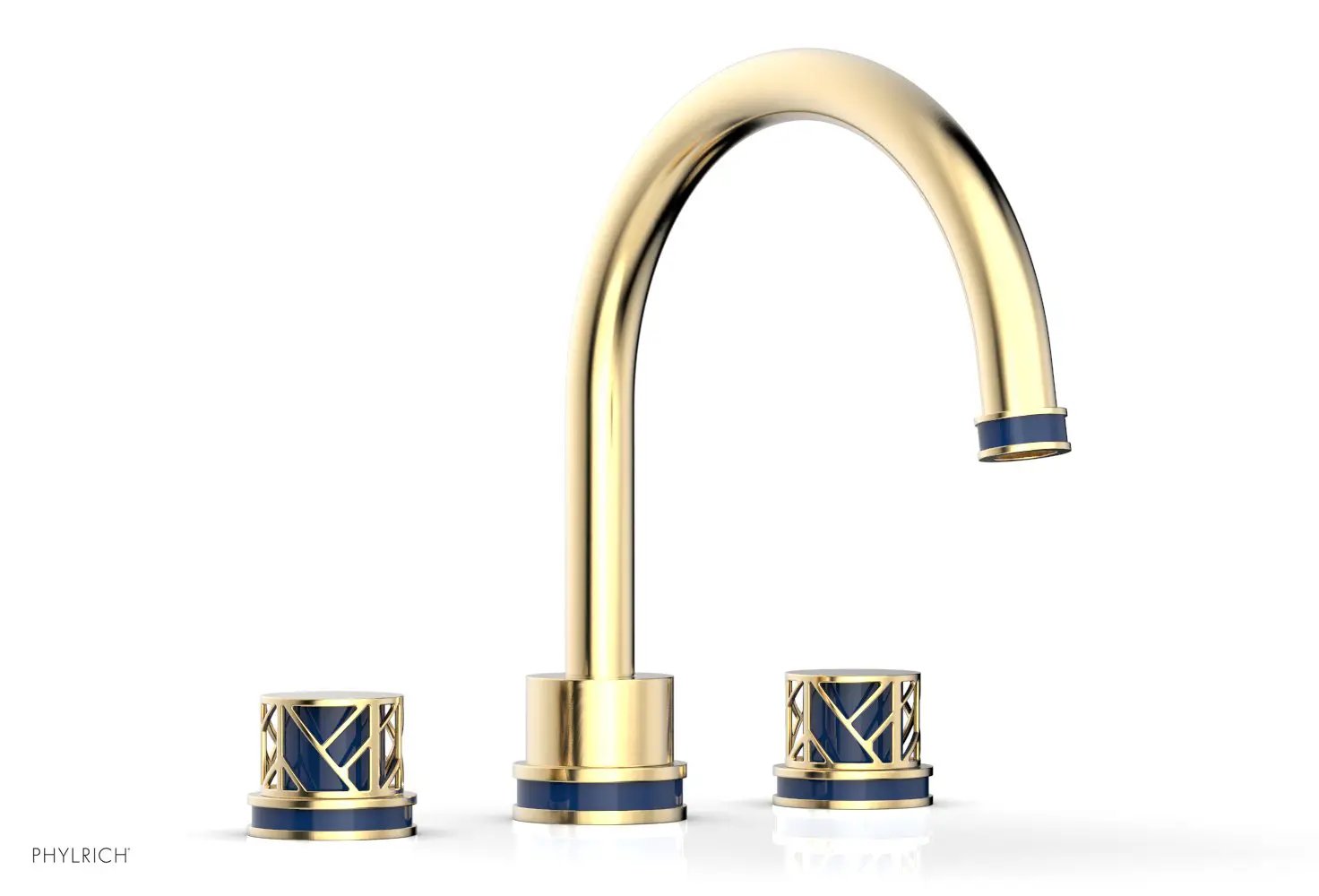 Phylrich JOLIE Deck Tub Set - Round Handles with "Navy Blue" Accents by Phylrich