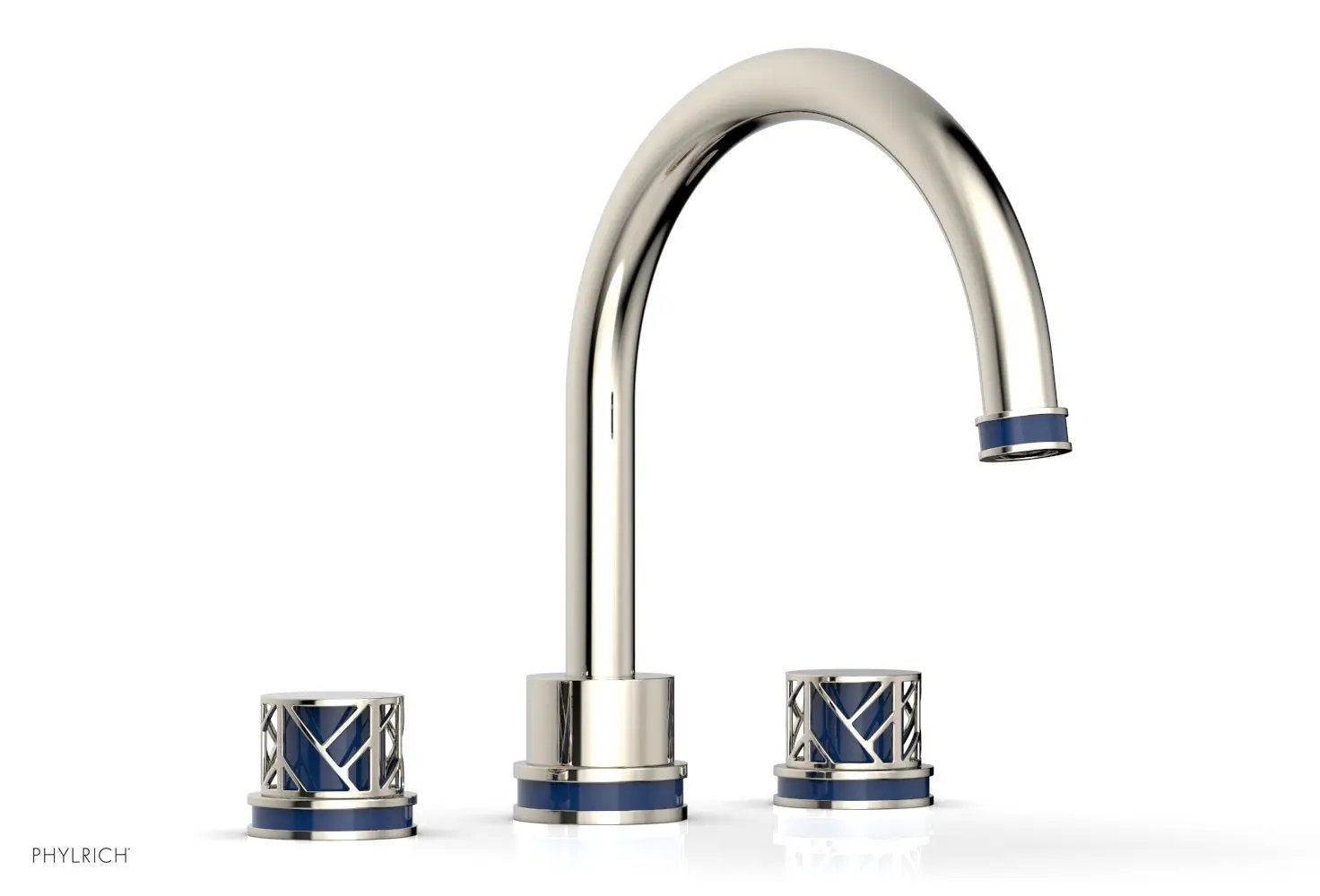 Phylrich JOLIE Deck Tub Set - Round Handles with "Navy Blue" Accents by Phylrich
